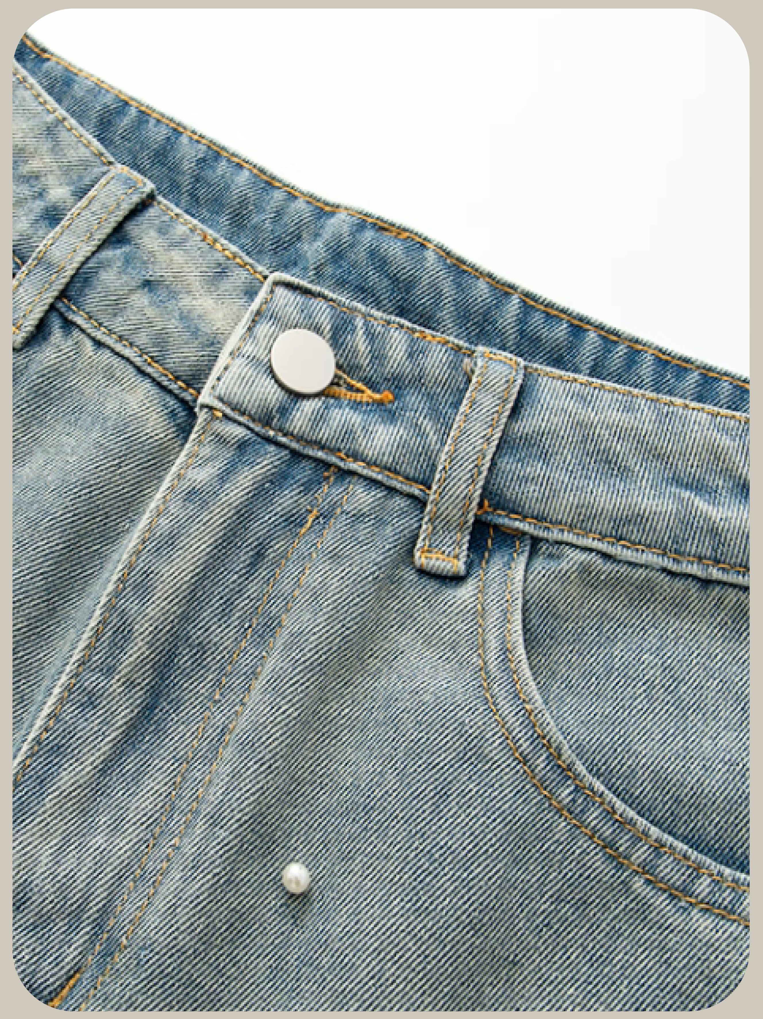 Pearl Deco Denim Short Pants/パールデコデニムショートパンツ