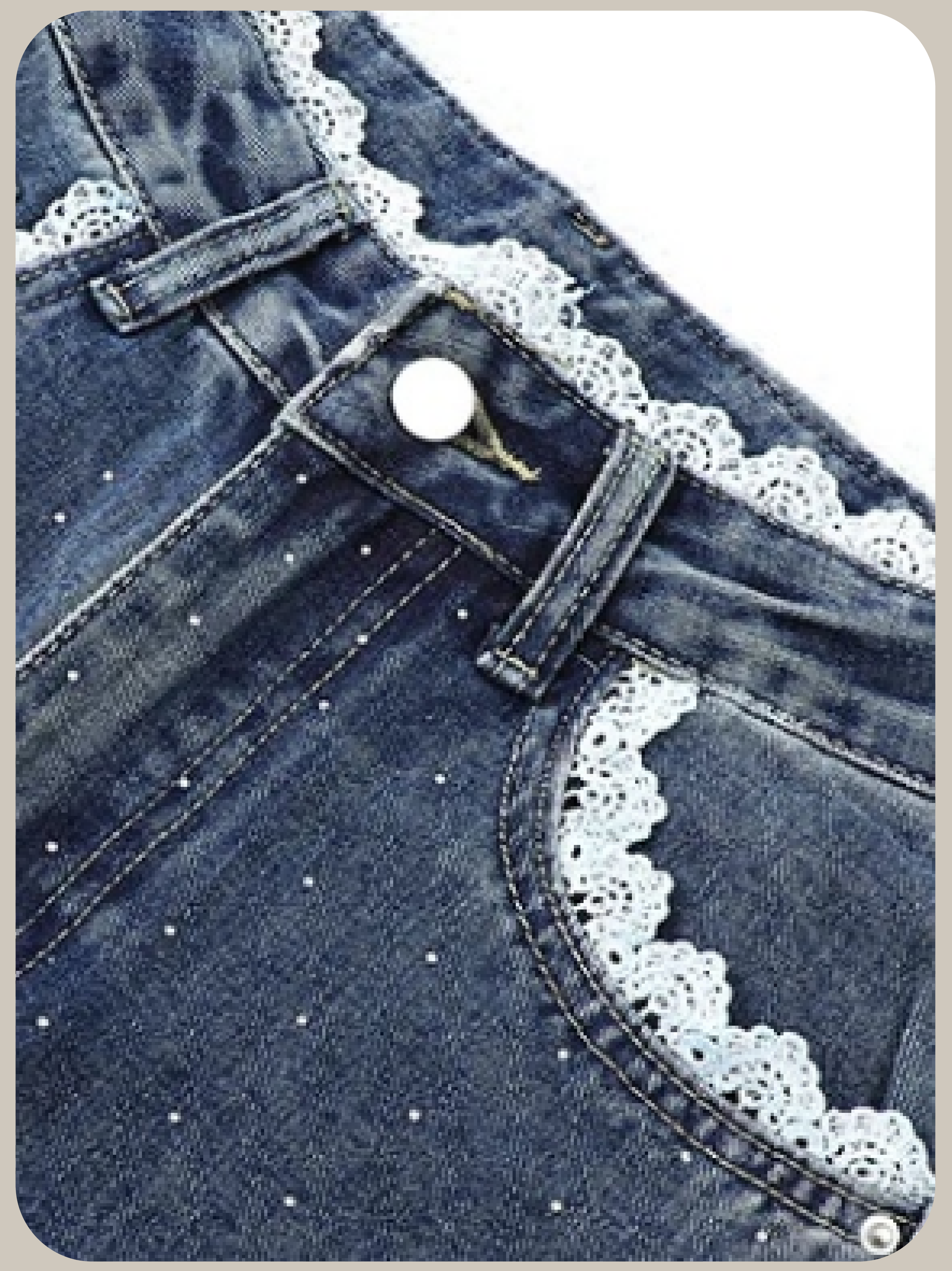 Lace Motif Beads Denim Pants/レースモチーフビーズデニムパンツ