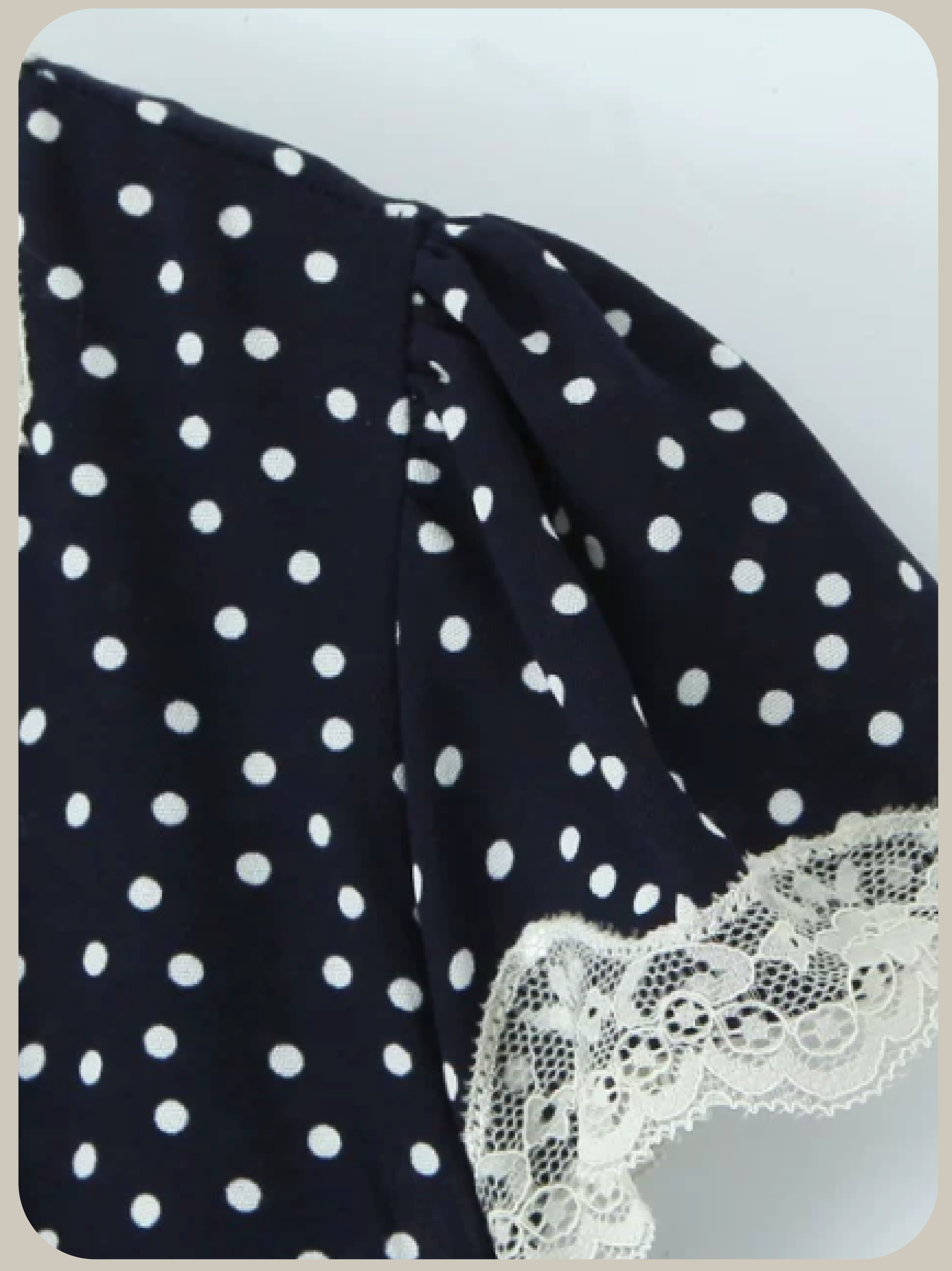 V-neck Lace Piping Dots One Piece/Vネックレースパイピングドット柄ワンピース