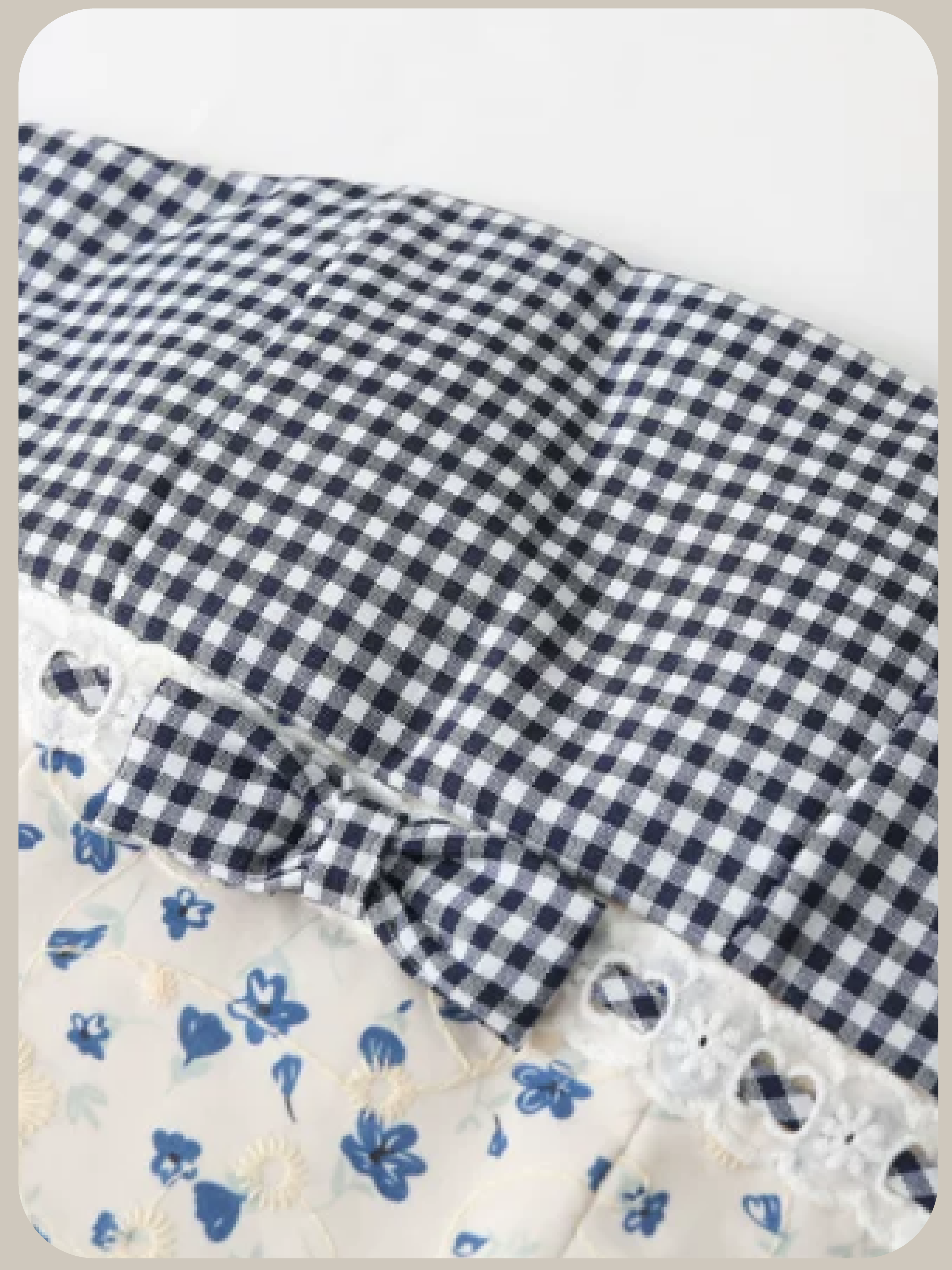 Strapless Gingham Floral Bow Set Up/ストラップレスギンガムチェック柄リボンセット