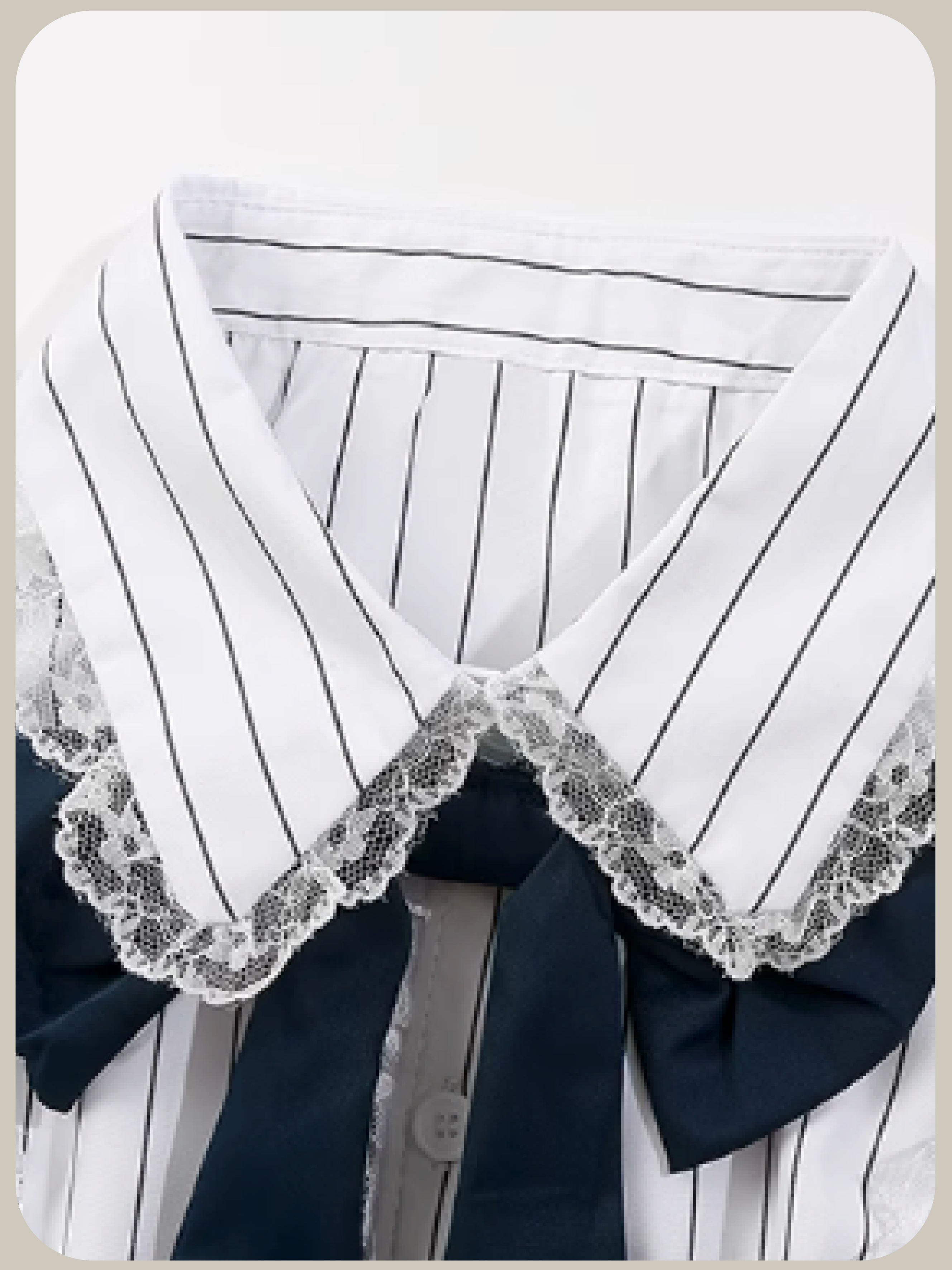 Ribbon Motif Stripe Shirt Set Up/リボンモチーフストライプシャツセットアップ