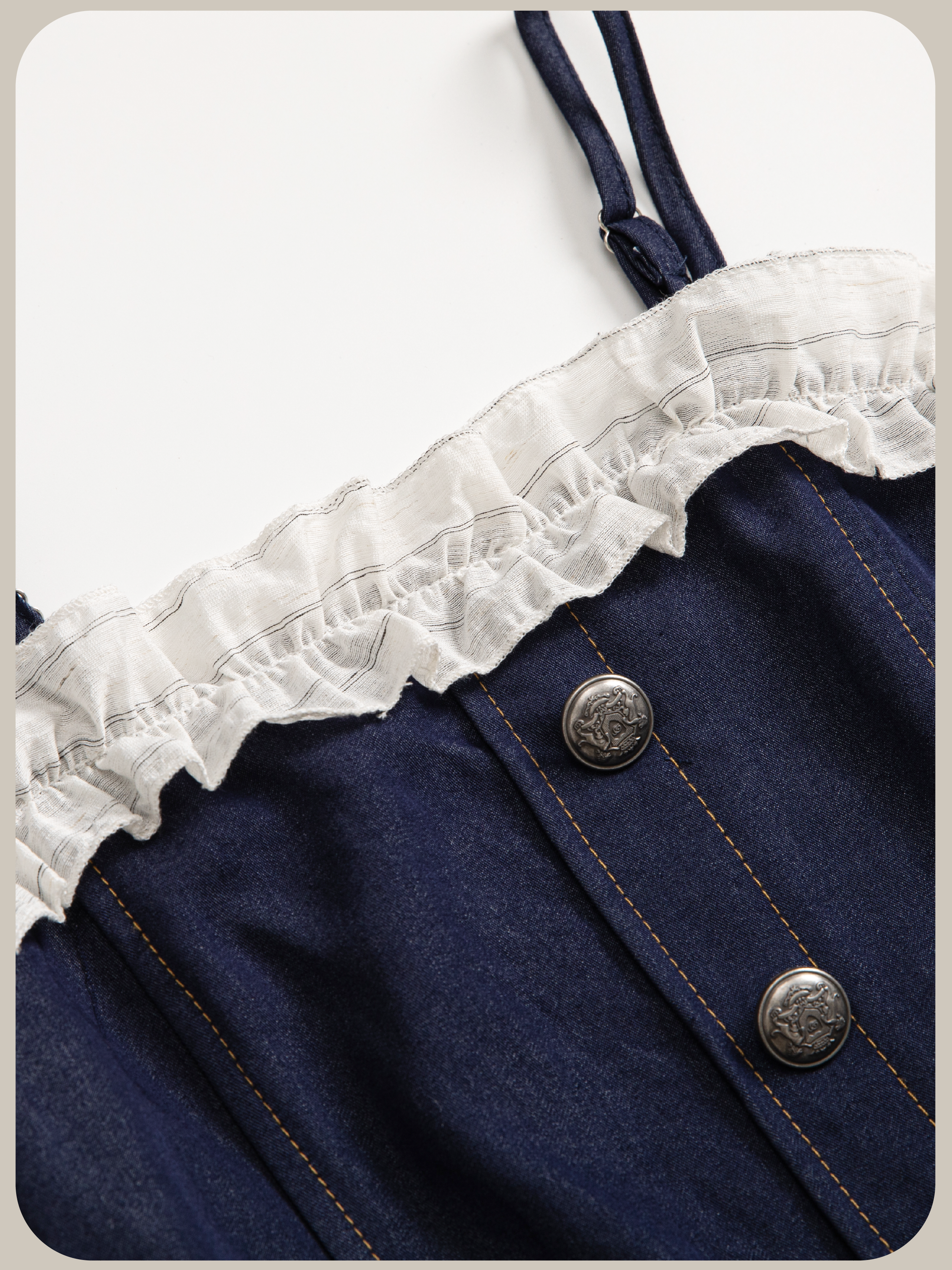 Frill Design Denim Cami Set Up/フリルデザインデニムキャミソールセットアップ