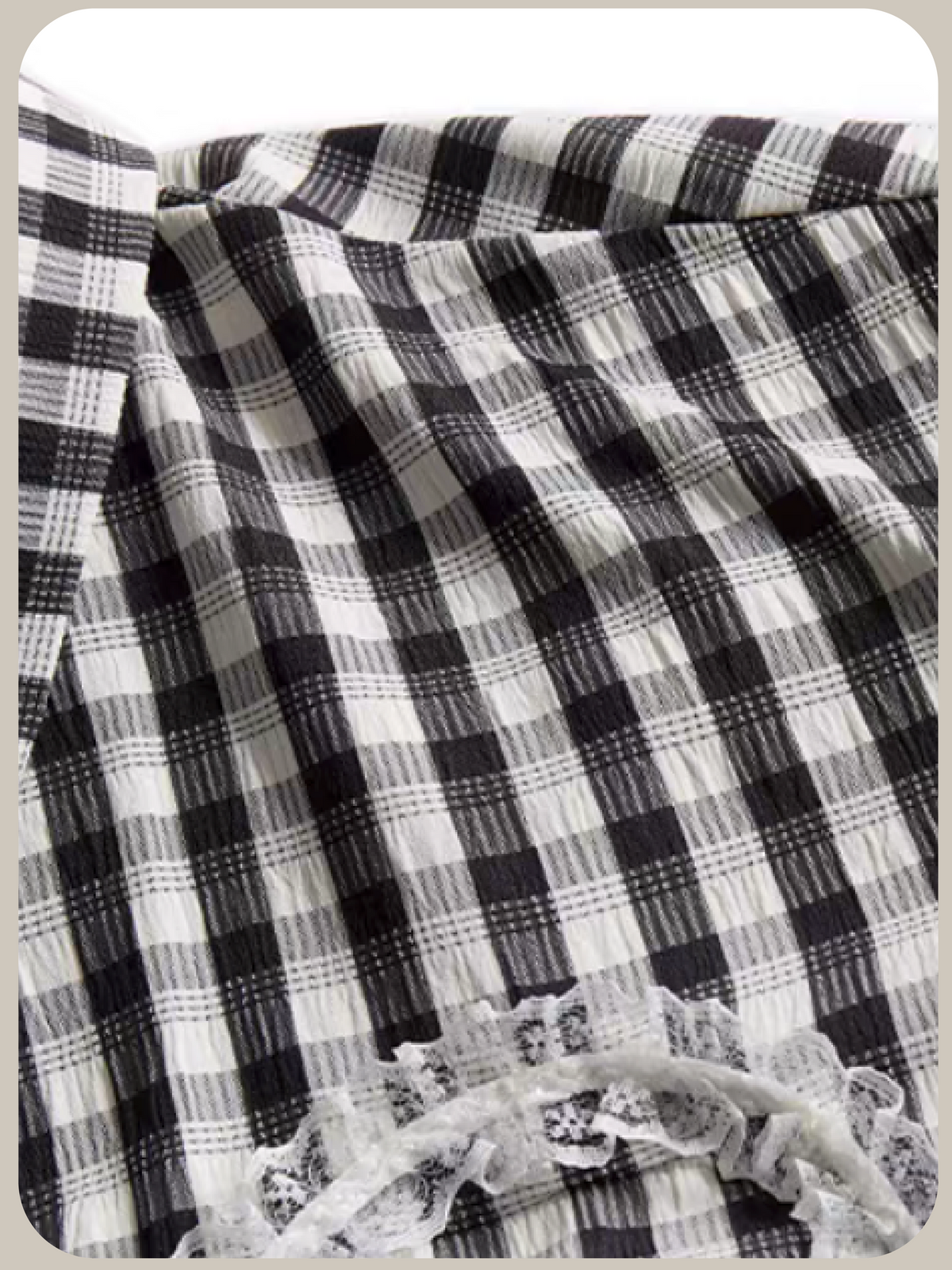 Two Tone Gingham Lace Bow Shirt/ツートーンギンガムチェックレースリボンシャツ