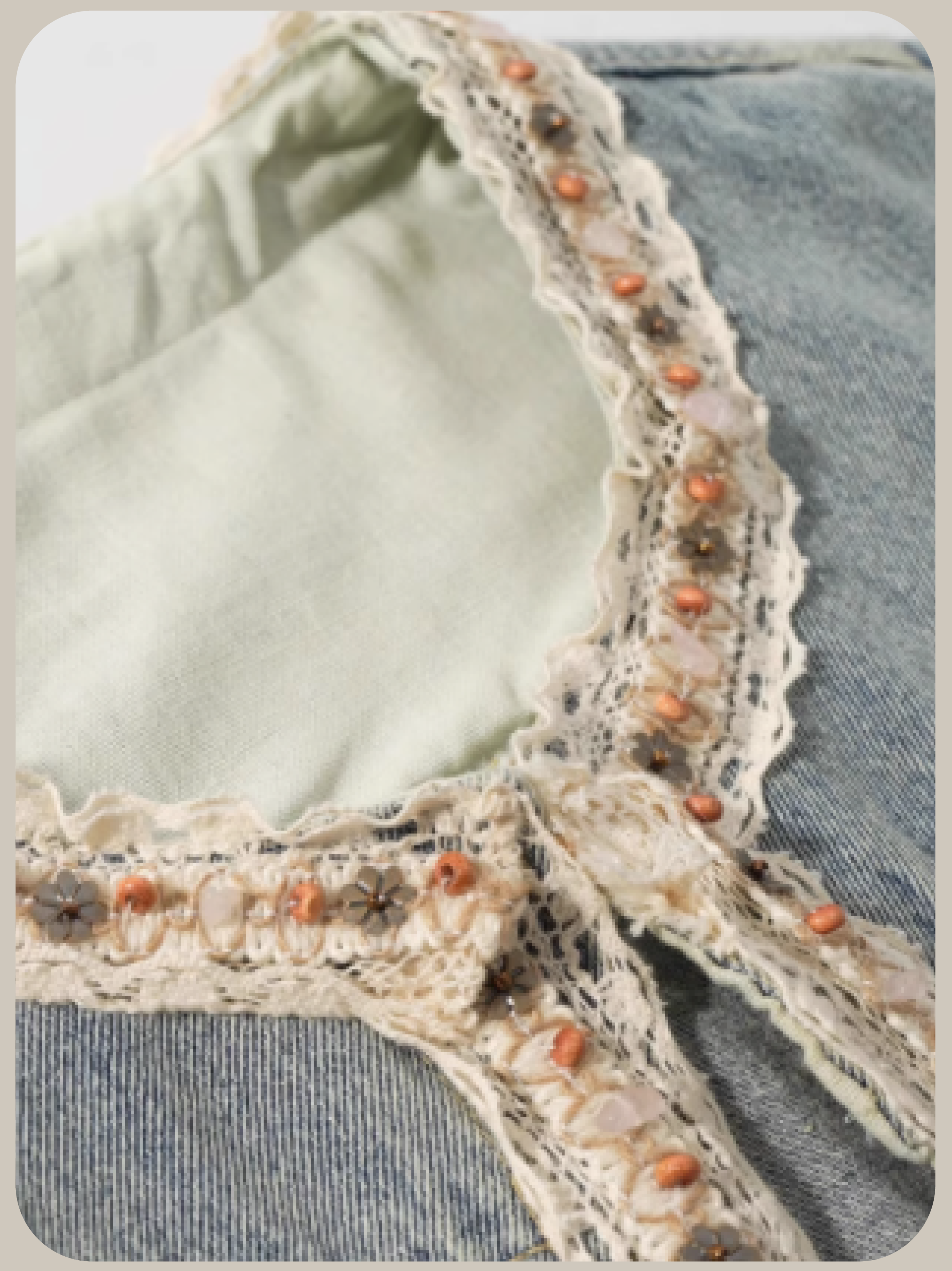 Romantic Beads Deco Denim Jacket/ロマンティックビーズデコデニムジャケット