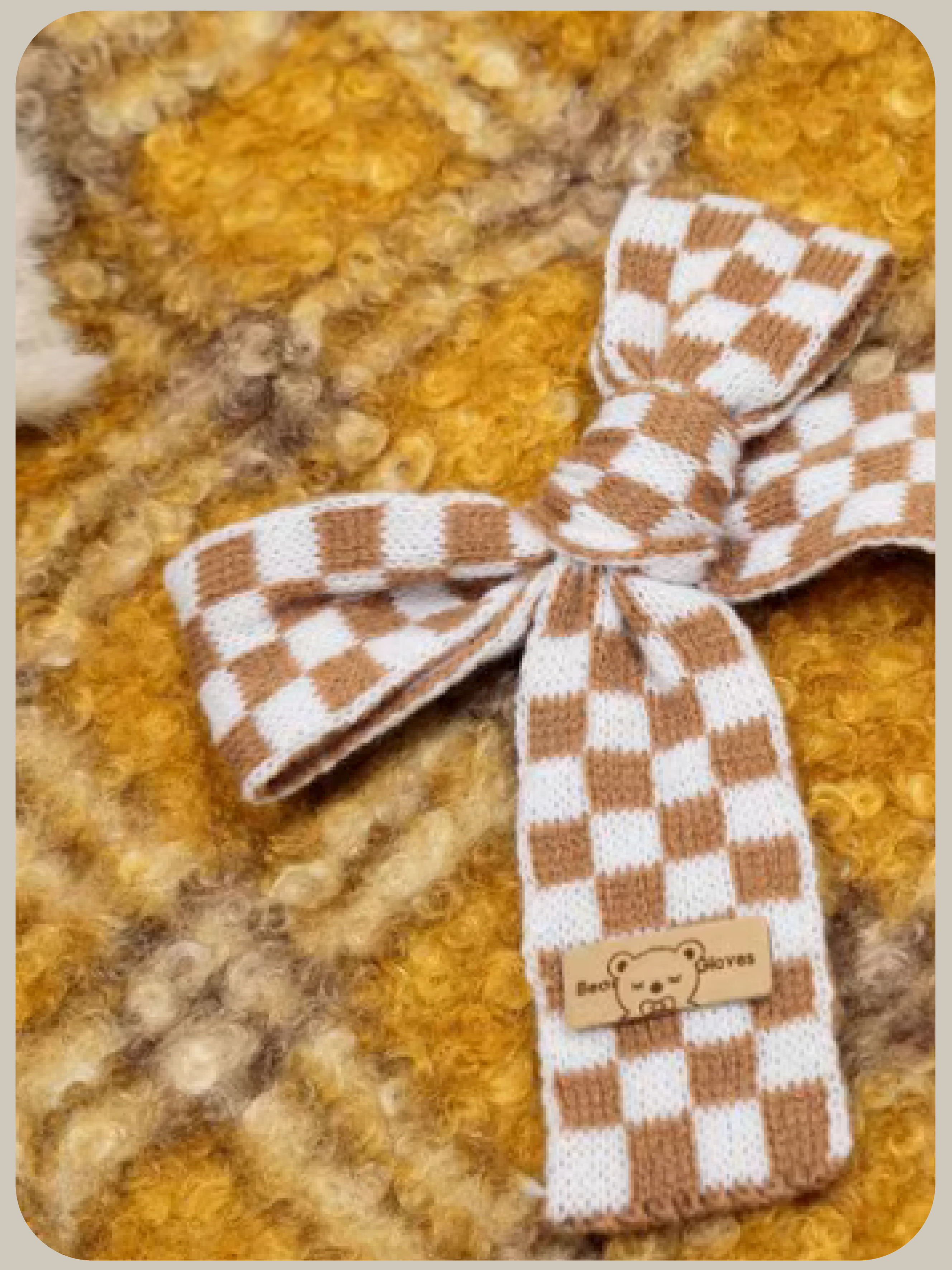 Cute Plaid Fur Ribbon Down Coat/キュートチェック柄ファーリボンダウンコート