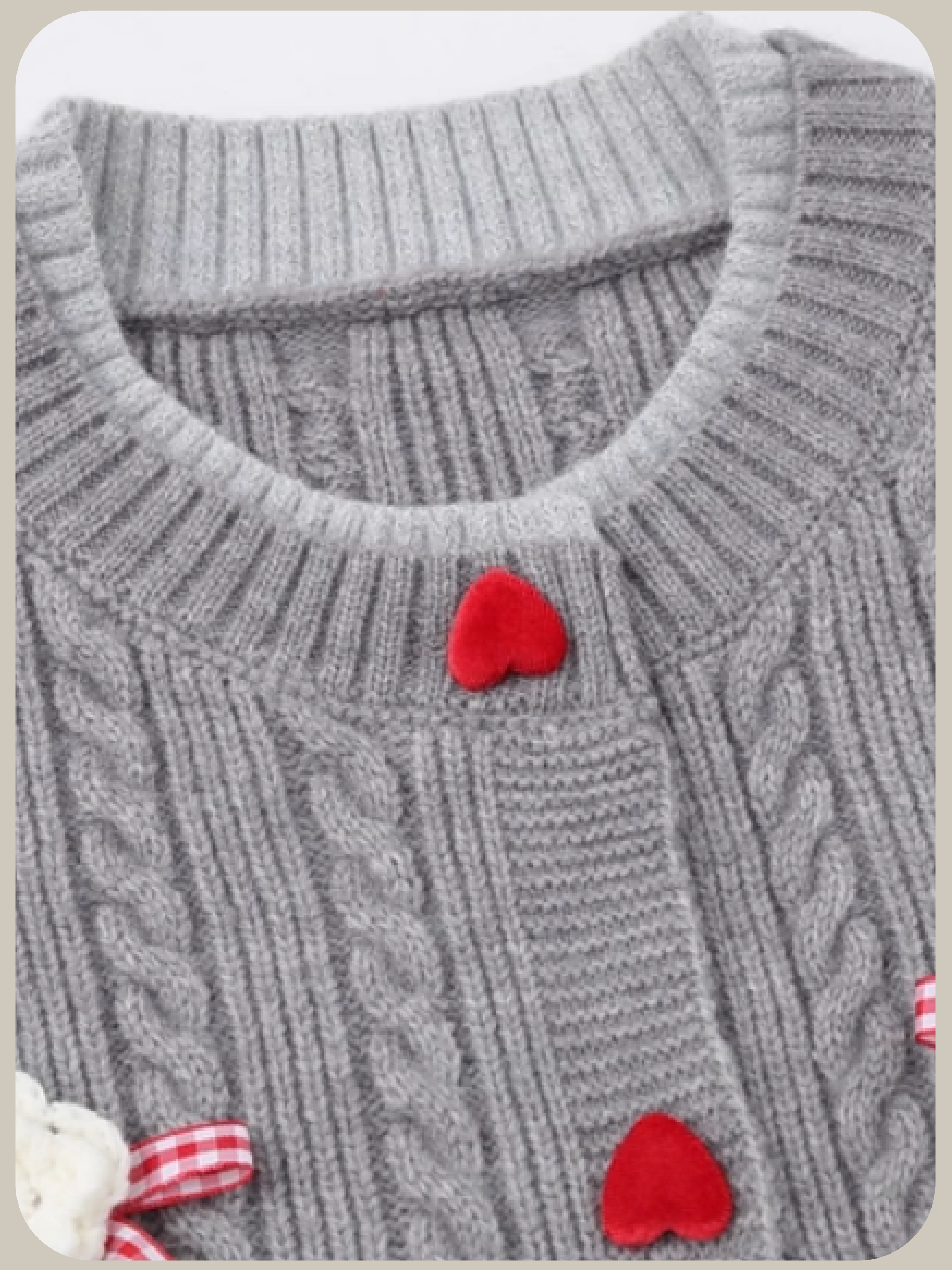 Cute Ribbon Heart Button Rib Cardigan/キュートリボンハートボタンリブカーディガン