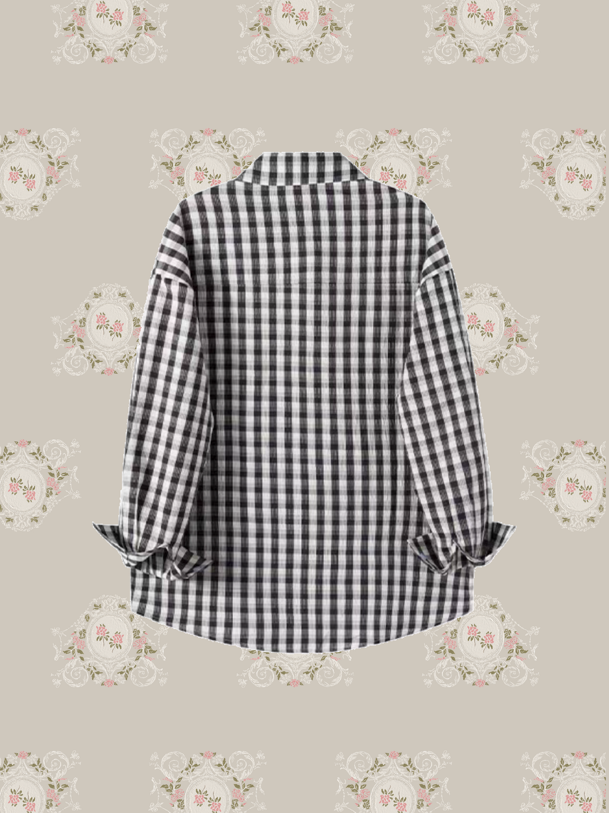 Two Tone Gingham Lace Bow Shirt/ツートーンギンガムチェックレースリボンシャツ