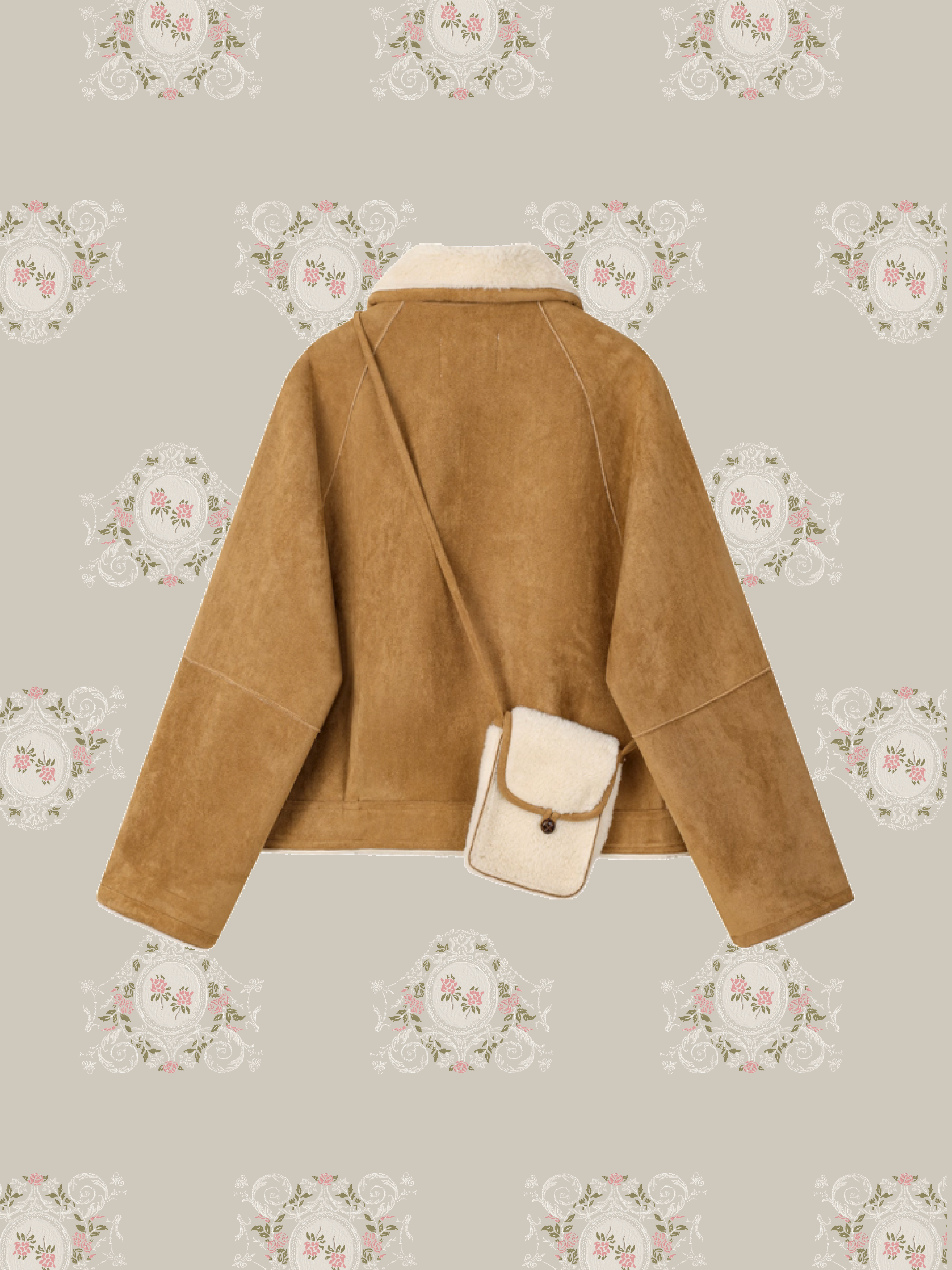 Cropped Mouton Jacket With Mini Bag/ミニバッグ付きクロップドムートンジャケット