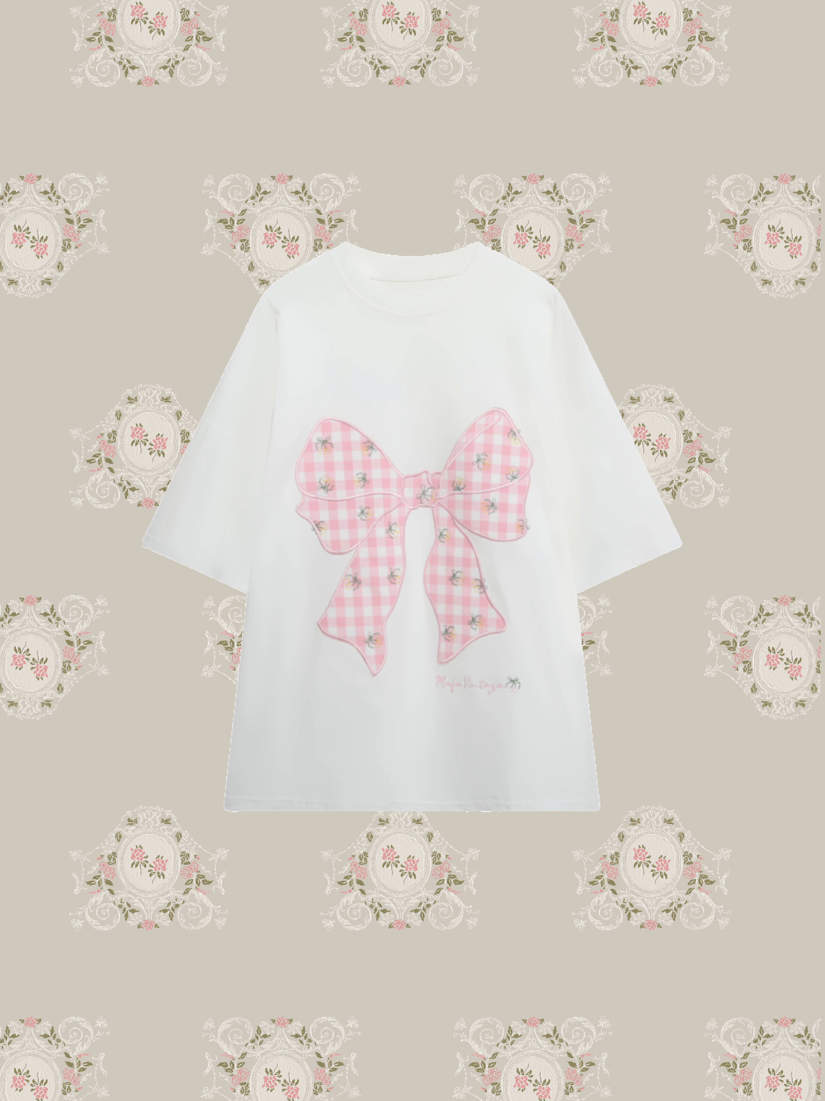 Ribbon Motif Embroidery T/リボンモチーフ刺繍Tシャツ