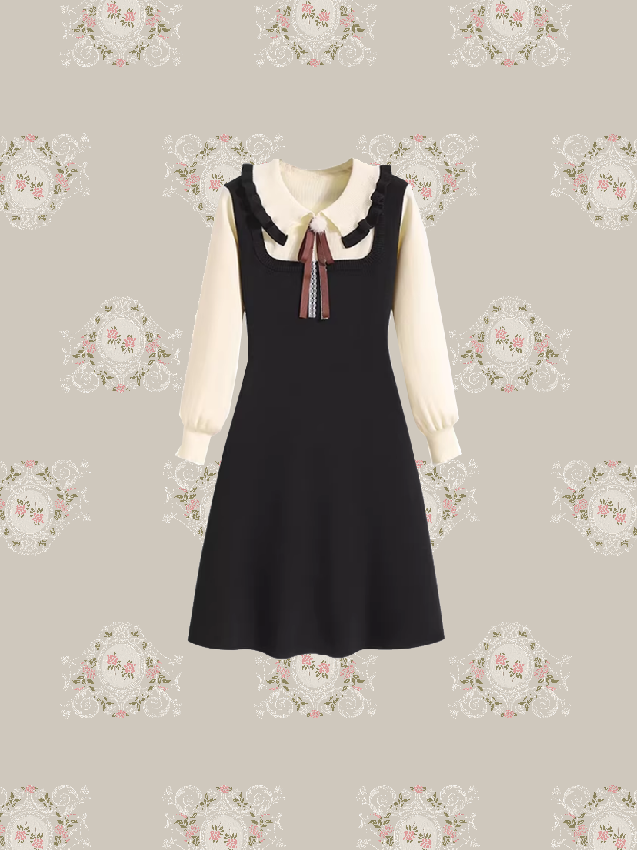 Frill Collar Preppy One Piece/フリルカラープレッピーワンピース