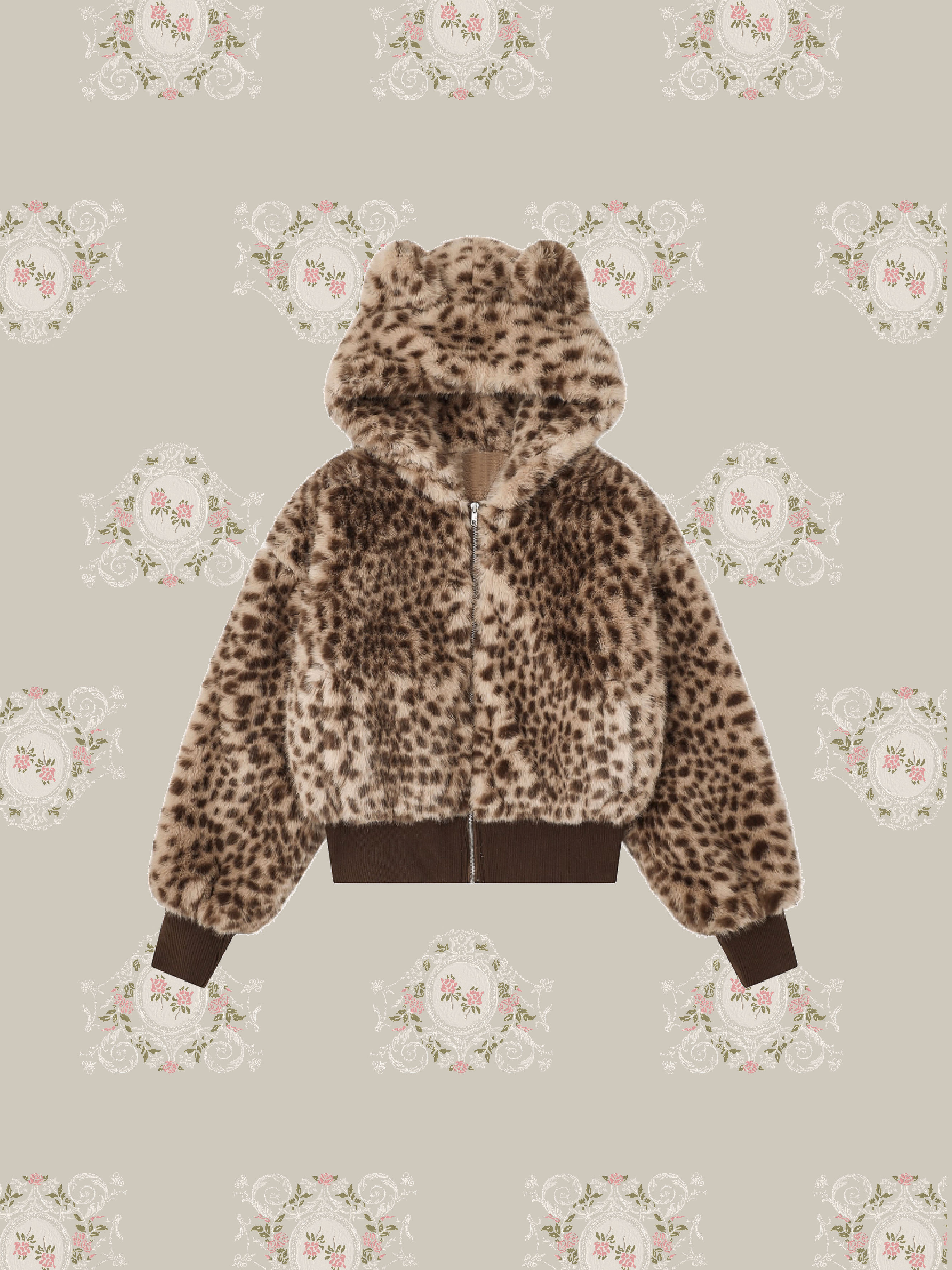 Fluffy Leopard Fur Jacket/ふわふわヒョウ柄ファージャケット