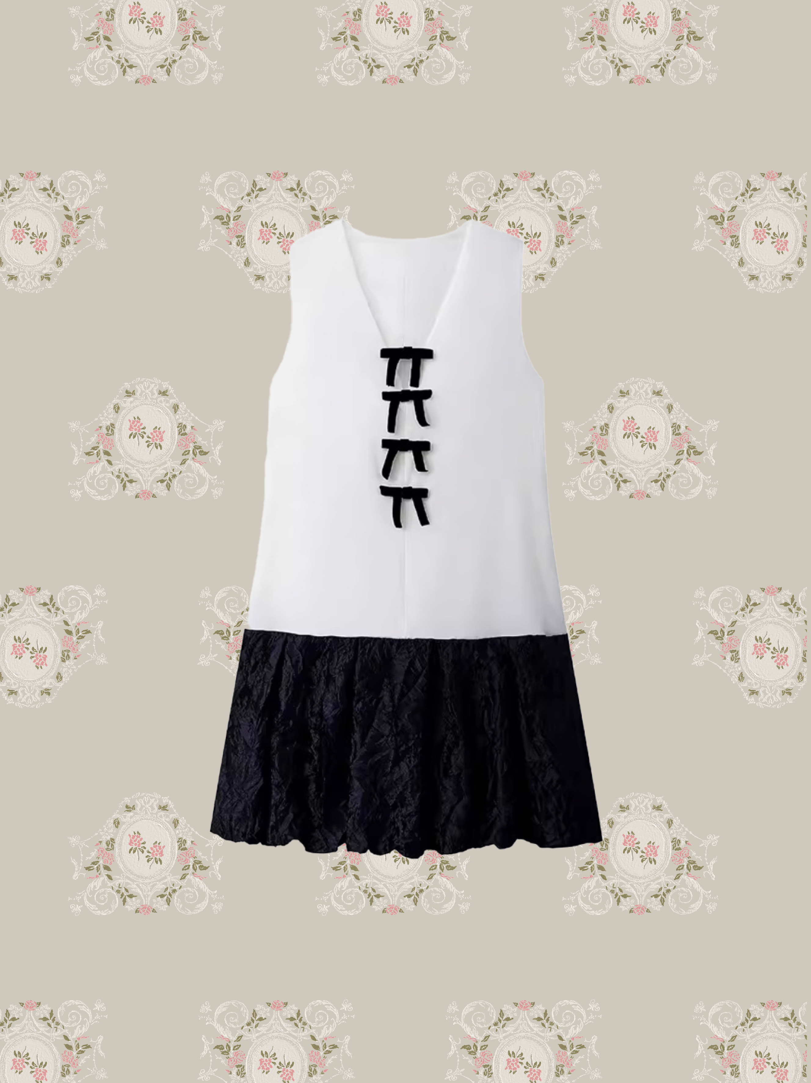 Sleeveless Flare Ribbon Dress/ノースリーブフレアリボンワンピース