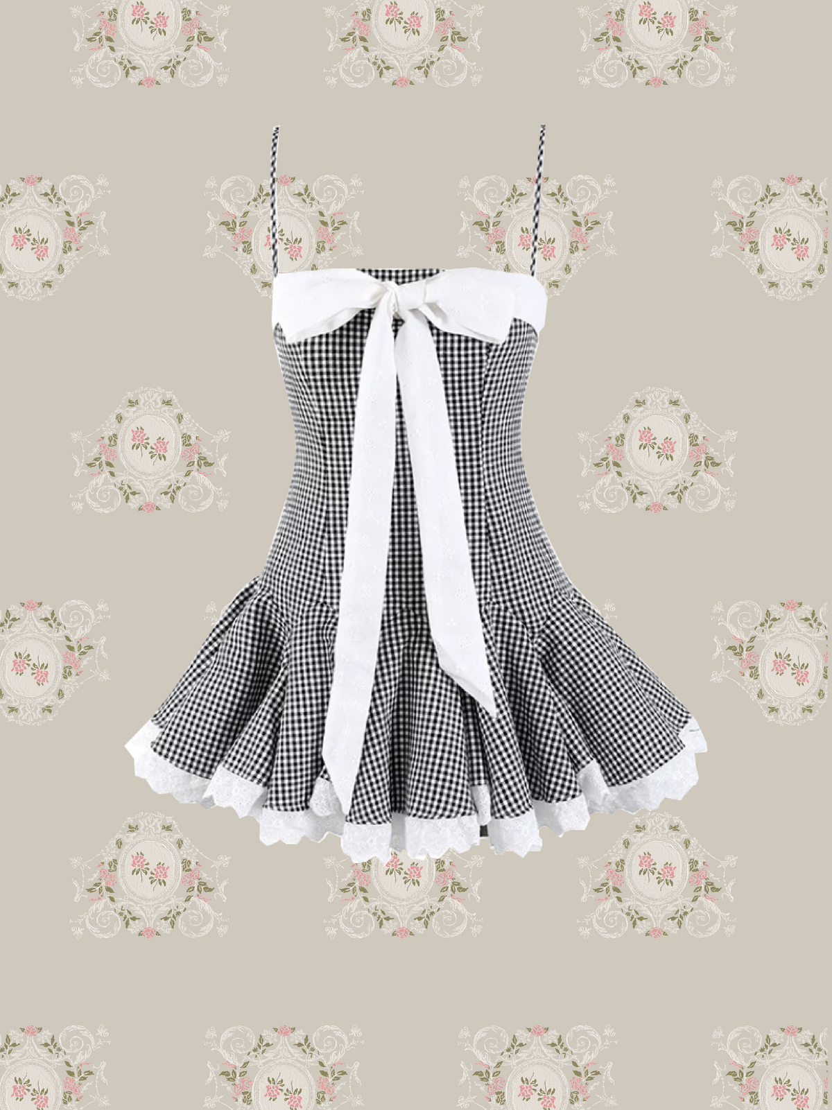 Cheerful Plaid Big Ribbon Cami Dress/華やかチェックビッグリボン