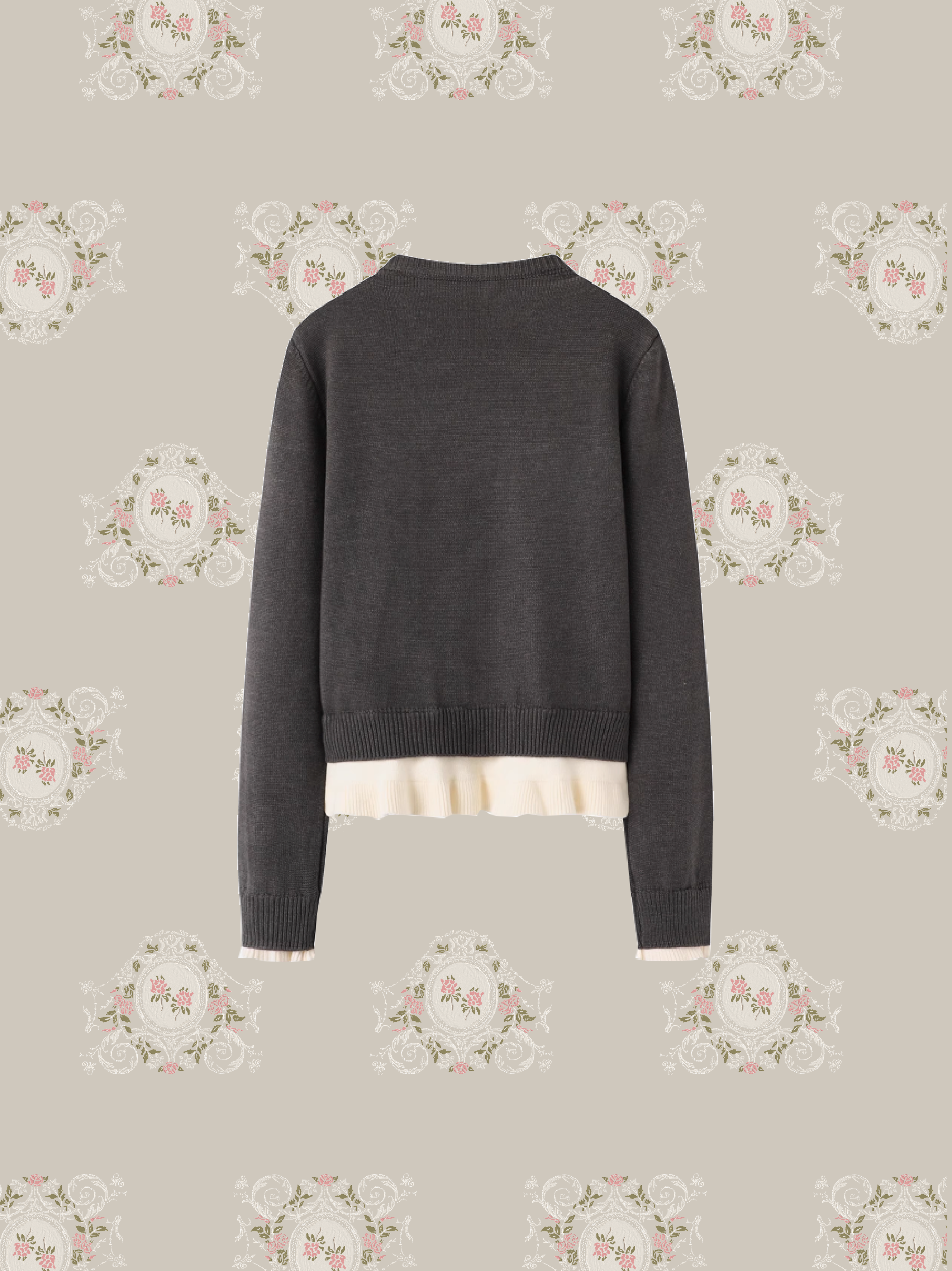 Fake Two Pearl Deco Cardigan/フェイクツーパールデコカーディガン