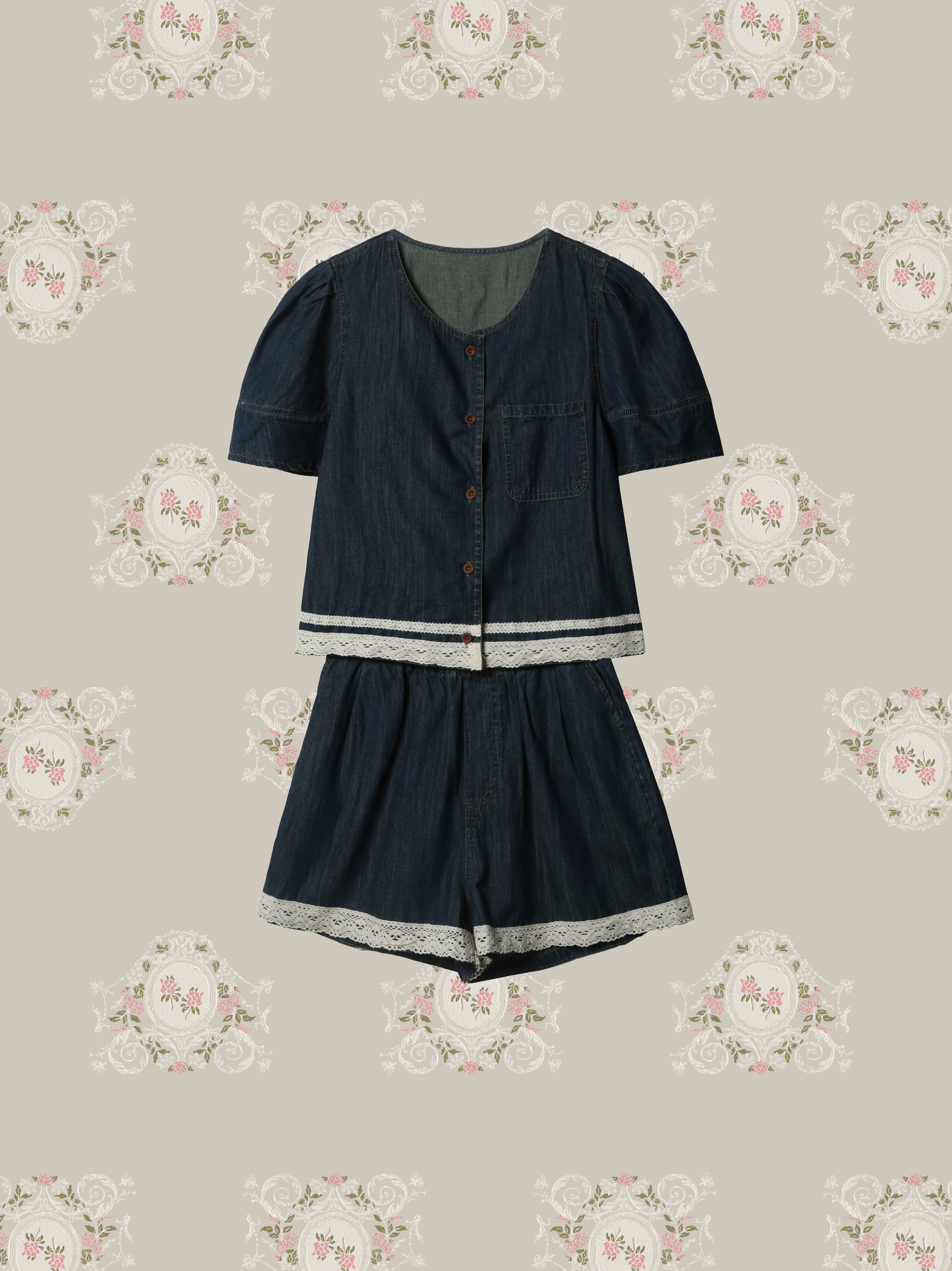 Romantic Lace Denim Set Up/ロマンティックレースデニムセットアップ