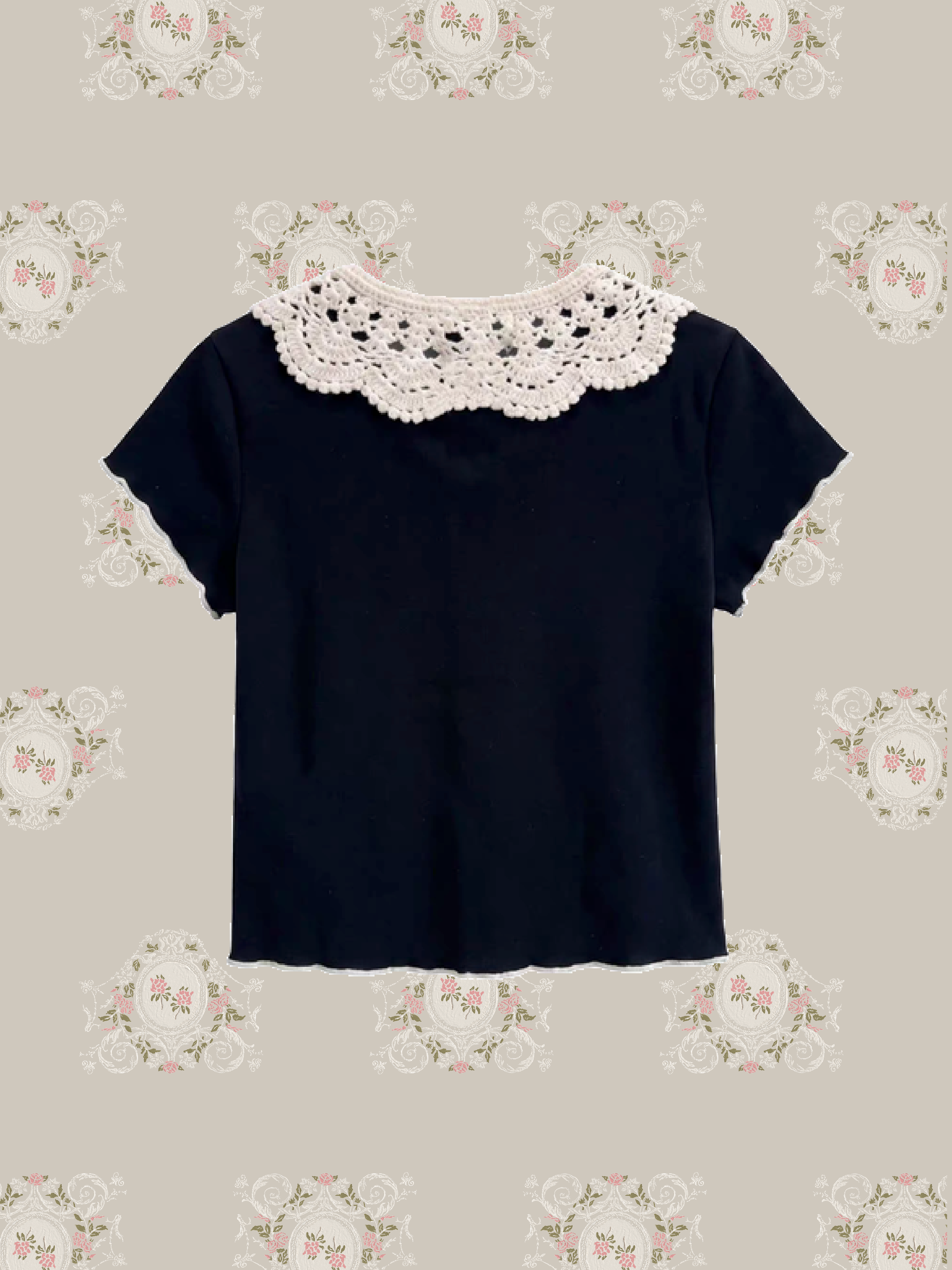 Crochet Lace Collar Top/編みレース襟トップス