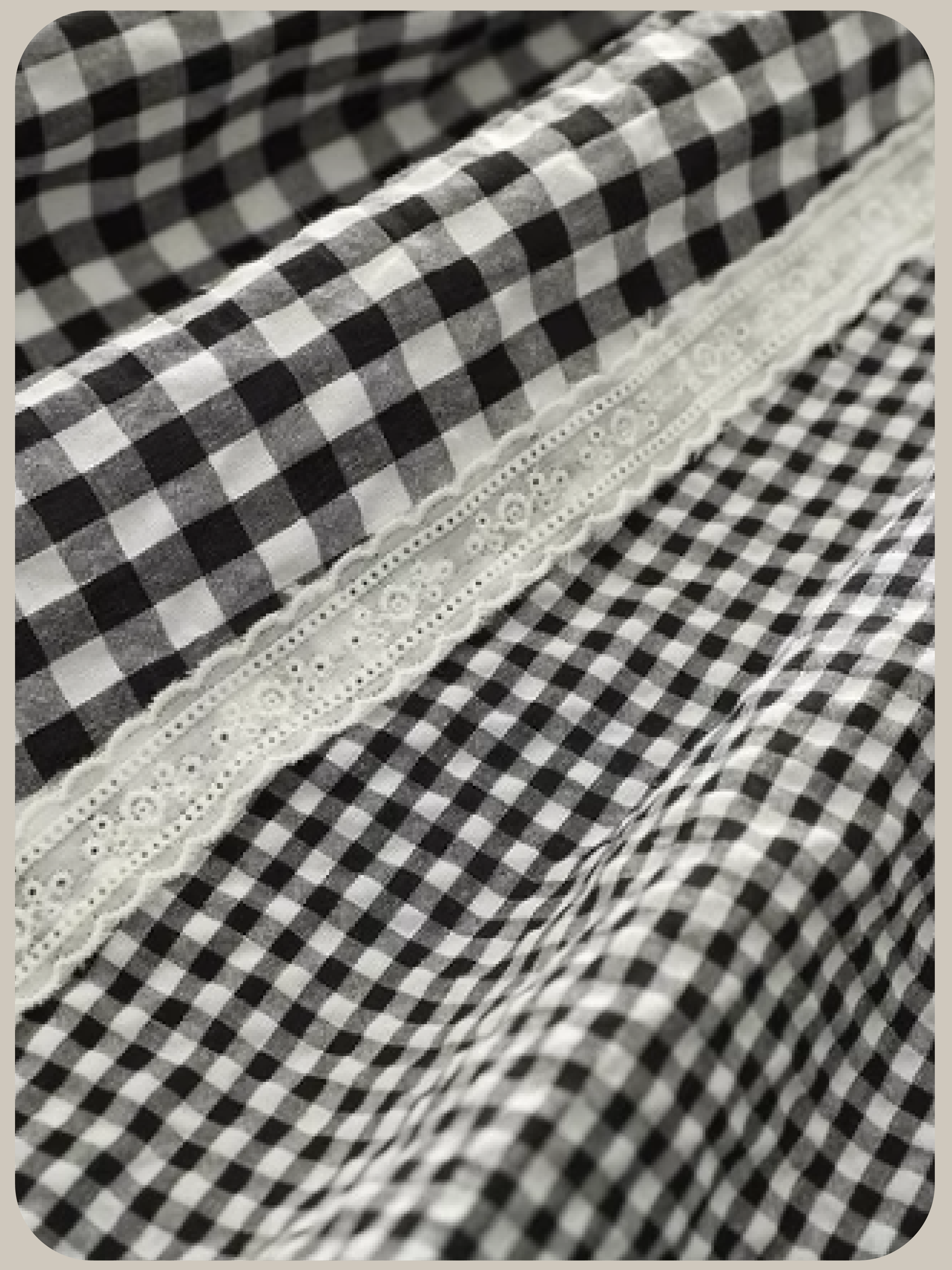 Multiple Check Lace Stitching Skirt/マルチチェックレースステッチスカート