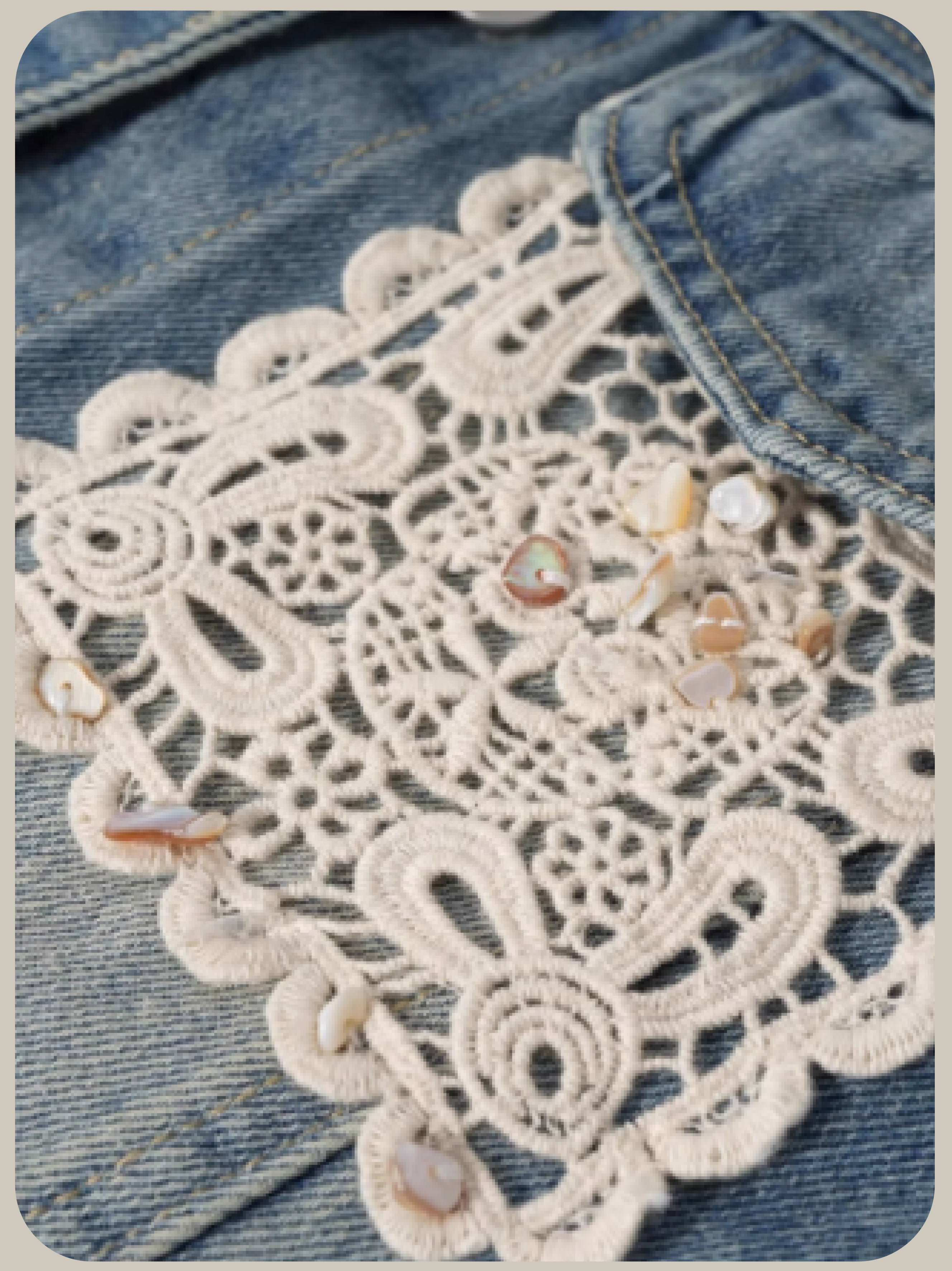 Lace Deco Denim Jacket/レースデコデニムジャケット