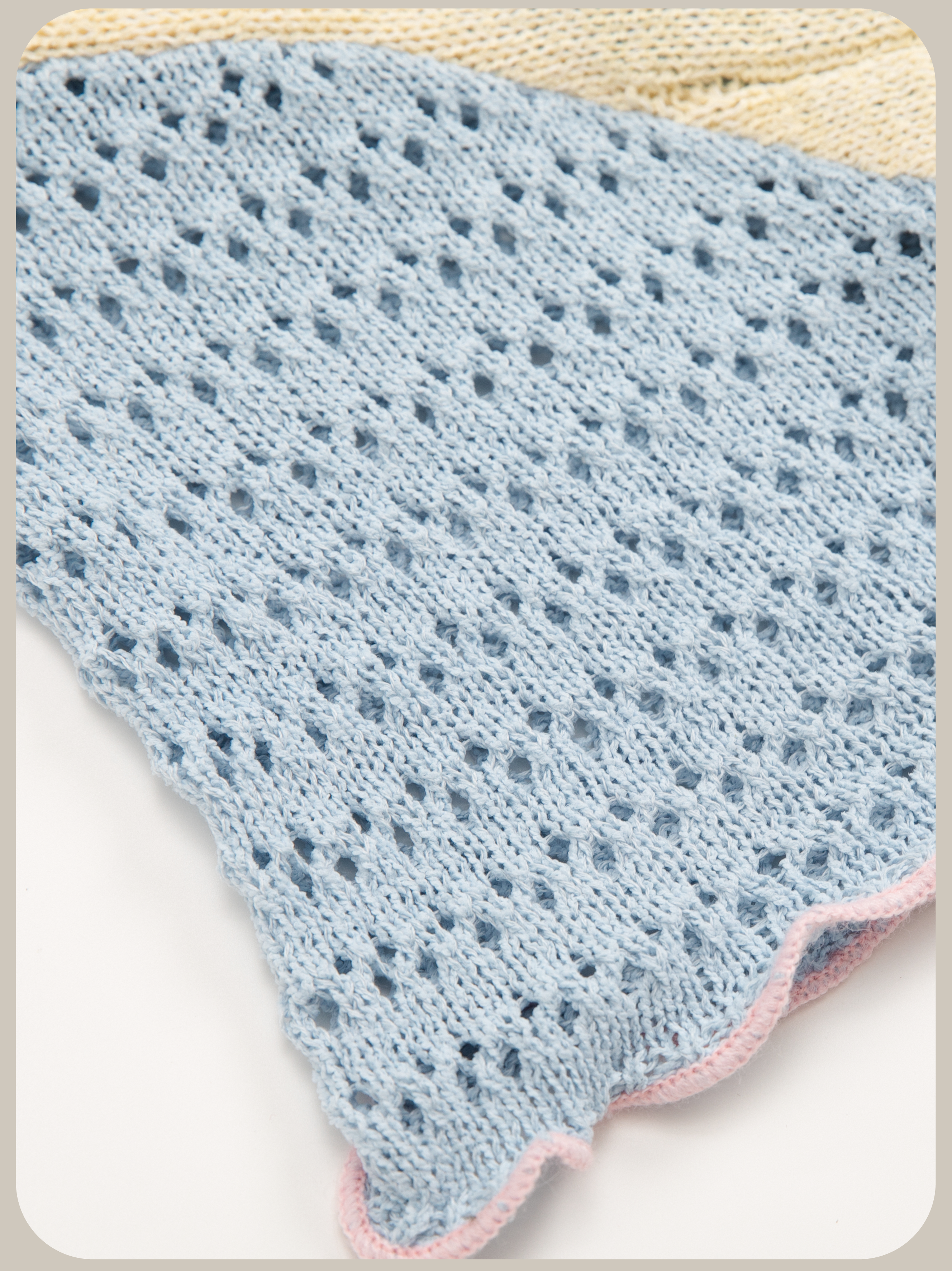 Contrast Color Wave Docking Summer Knit/コントラストウェーブドッキングサマーニット