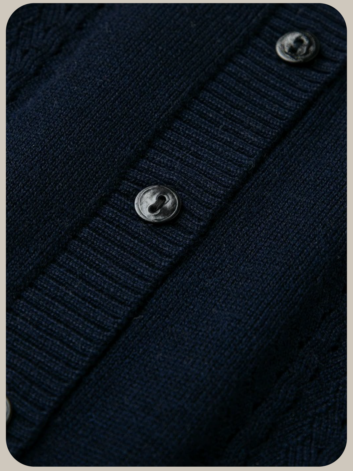 Navy Ruffle Trim Knit Cardigan/ネイビーラッフルトリムニットカーディガン