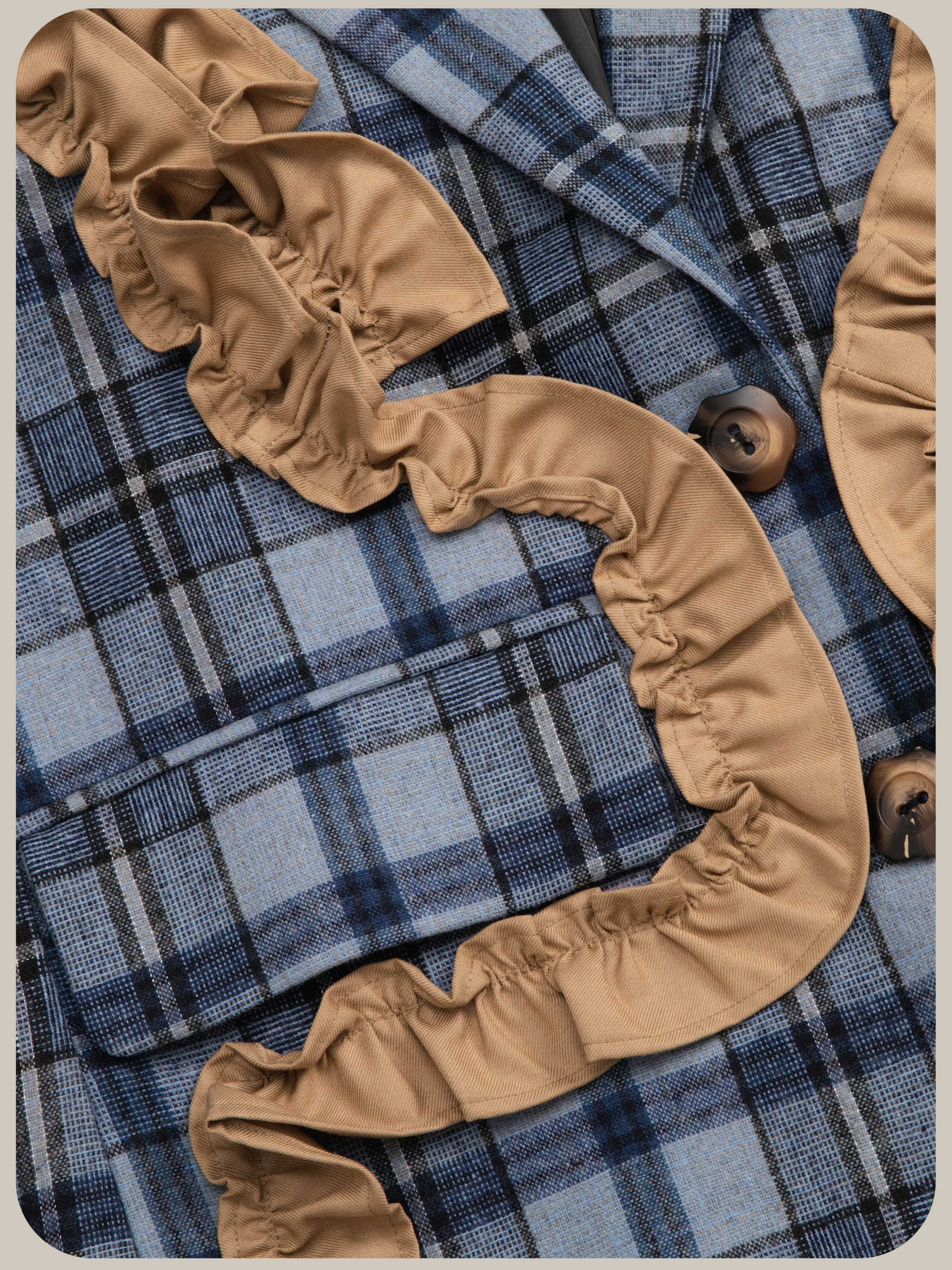 ・予約商品・Check Frill Decorate Jacket/チェック柄フリルジャケット