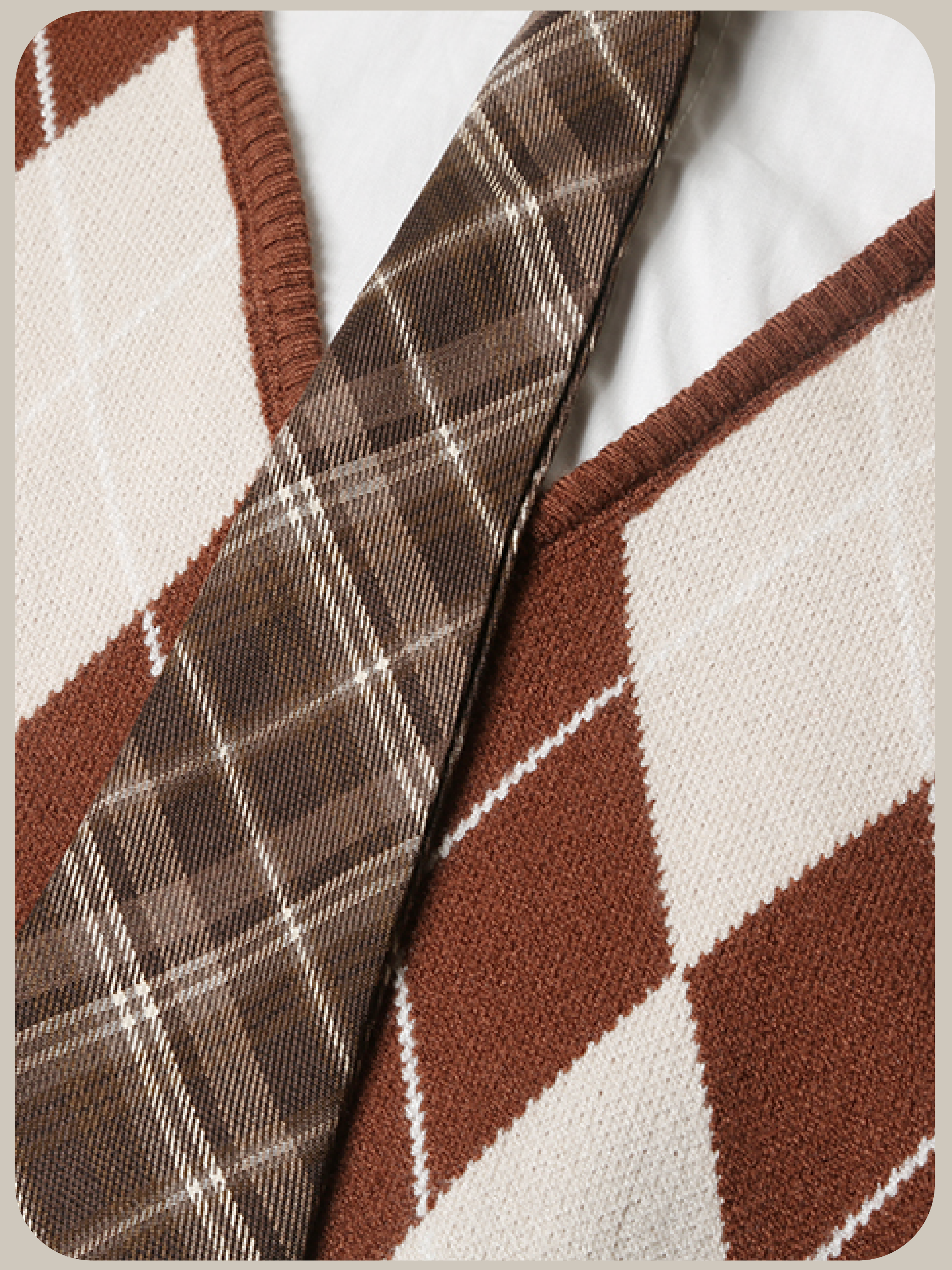 Fake Two Argyle Knit Set Up/フェイクツーアーガイルニットセットアップ