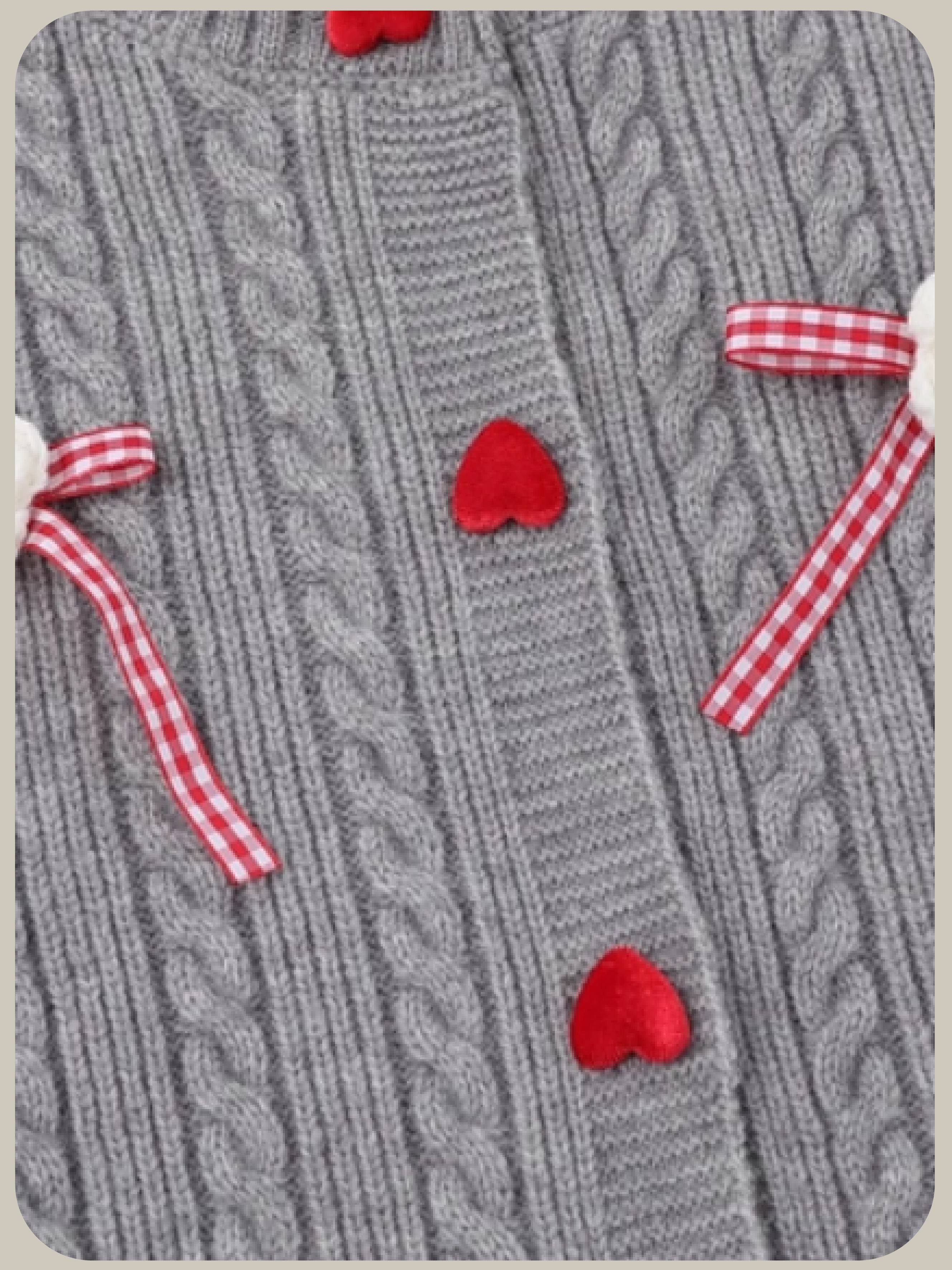Cute Ribbon Heart Button Rib Cardigan/キュートリボンハートボタンリブカーディガン