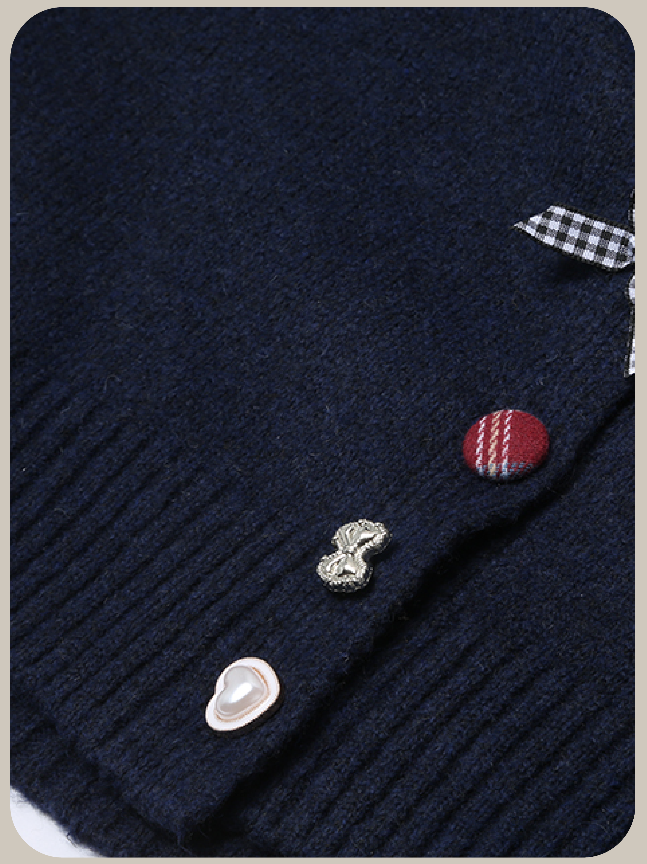 Lace Detail Ribbon Deco Cardigan/レースリボンデコカーディガン