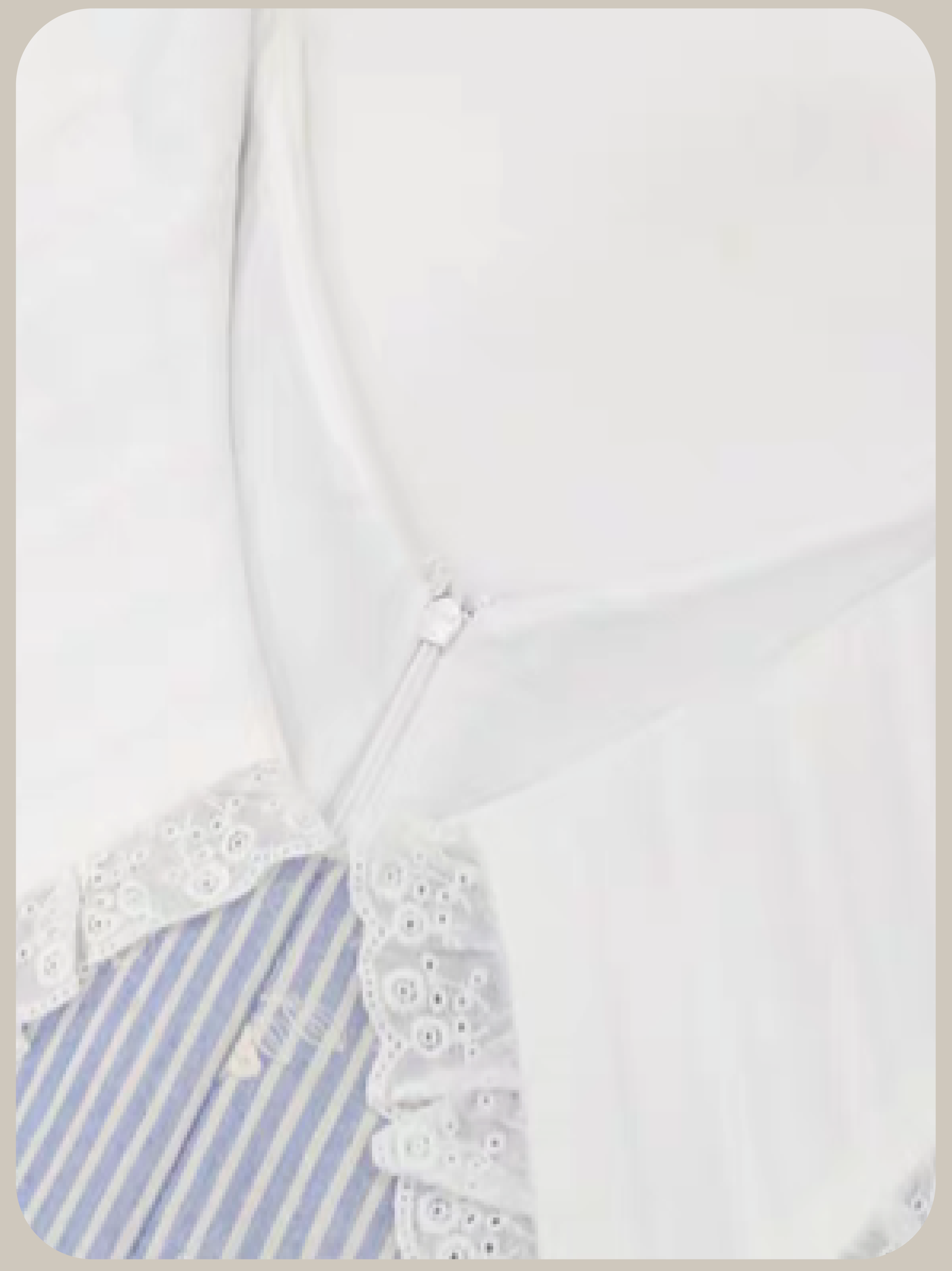 Waist Ribbon Lace Collar Floral Stripe Dress/ウエストリボンレース襟花柄ストライプワンピース