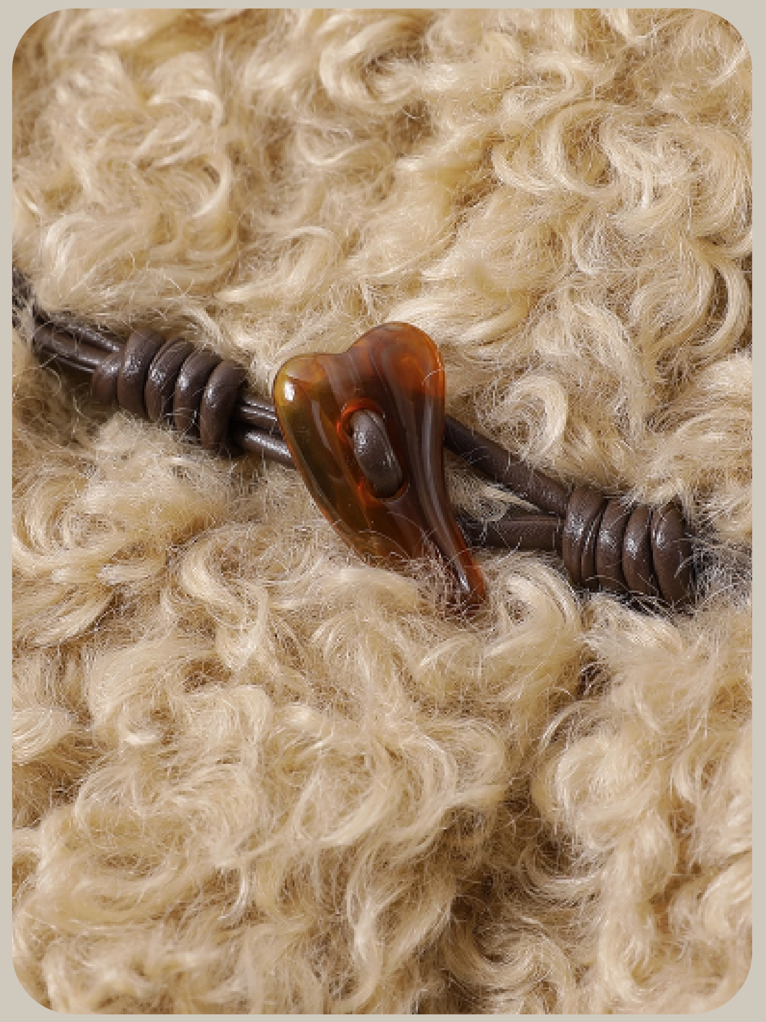 Moveable PU Collar Faux Fur Jacket/PUカラーフェイクファージャケット