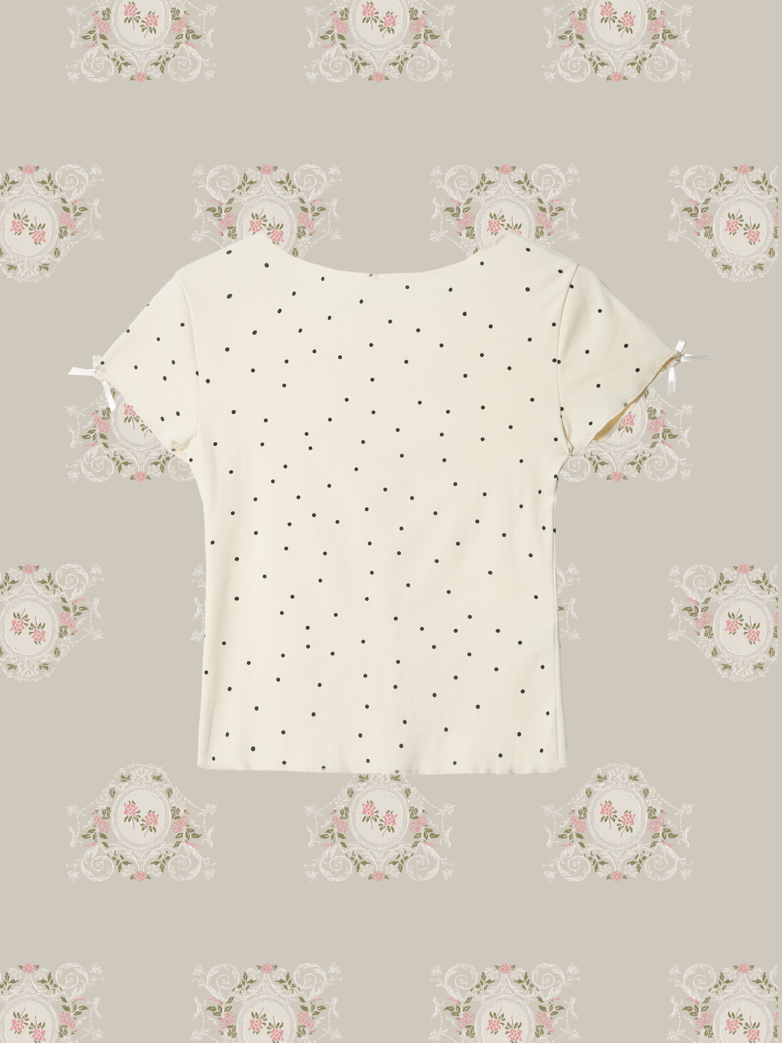 Dots Ribbon Deco T/ドットリボンデコTシャツ