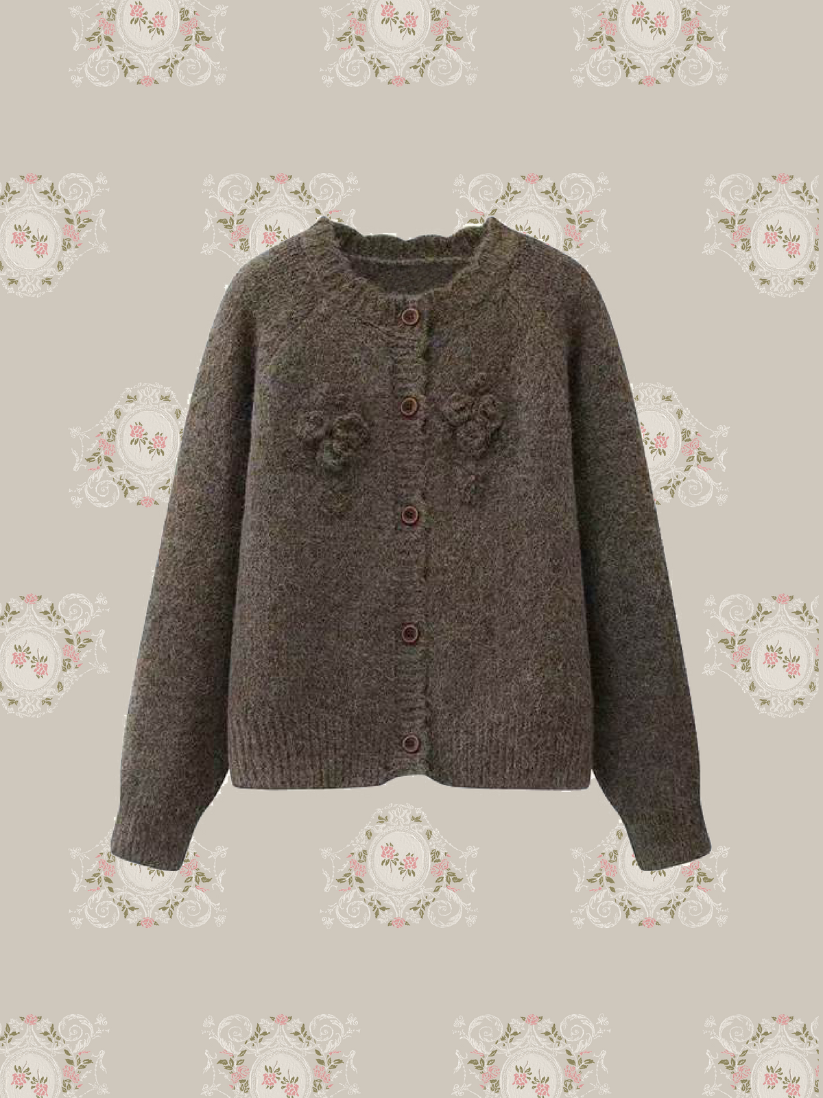 Heathered Floral Applique Cardigan/ヘザーフローラルアップリケカーディガン