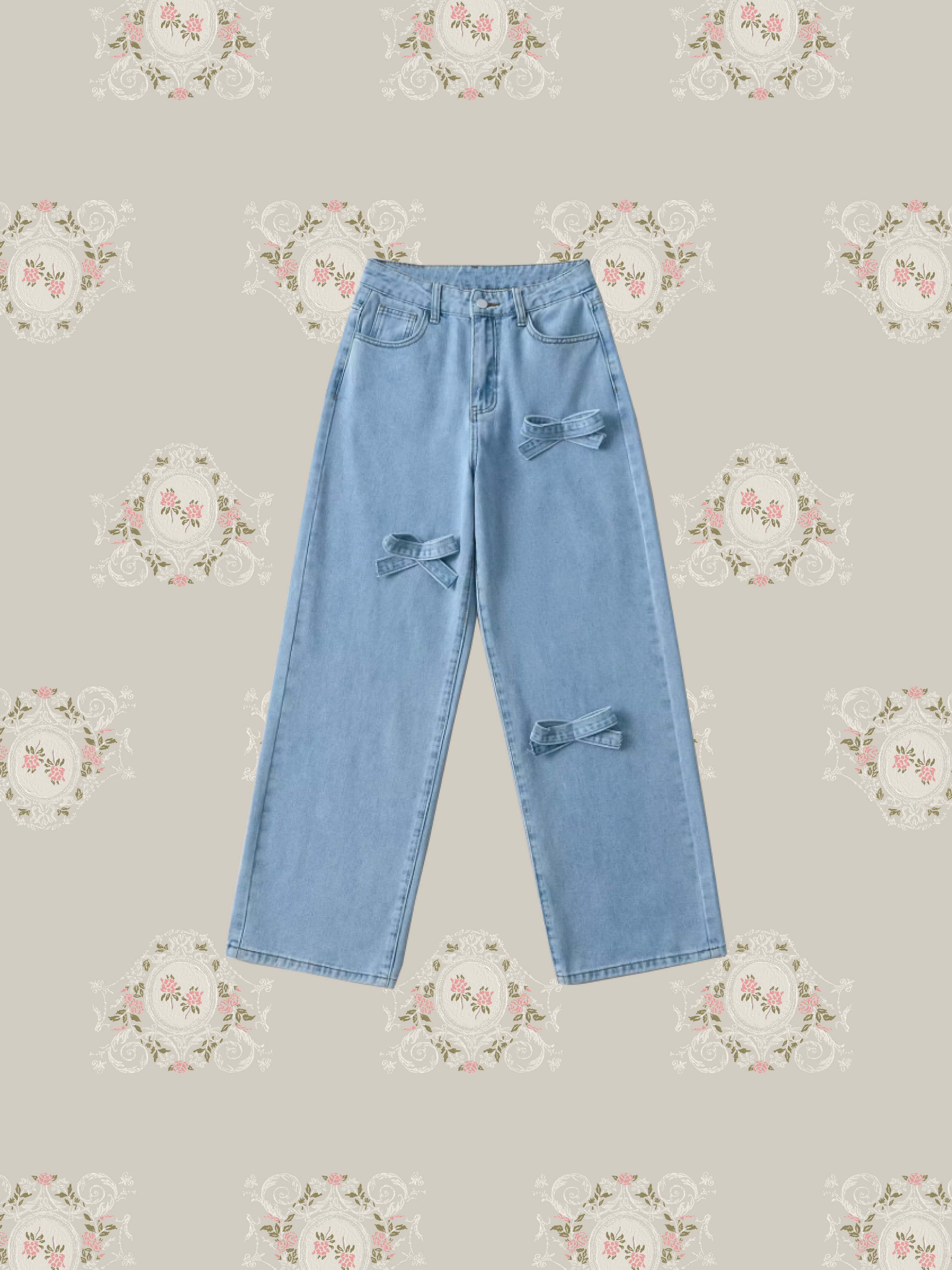 Ribbon Denim Wide Pants/リボンデニムワイドパンツ