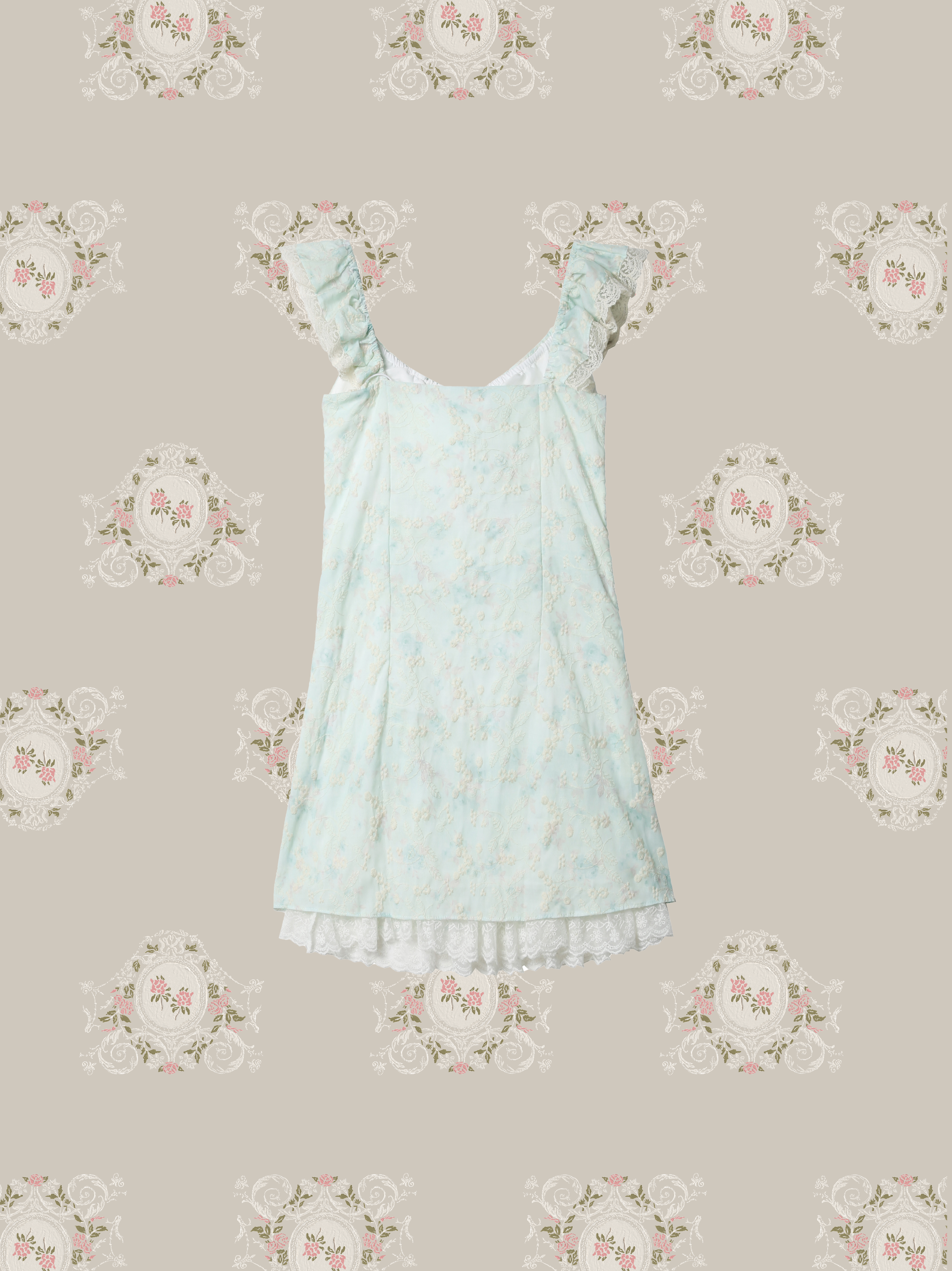 Mint Green Frill Waisted Dress/ミントグリーンフリルウエストドレス