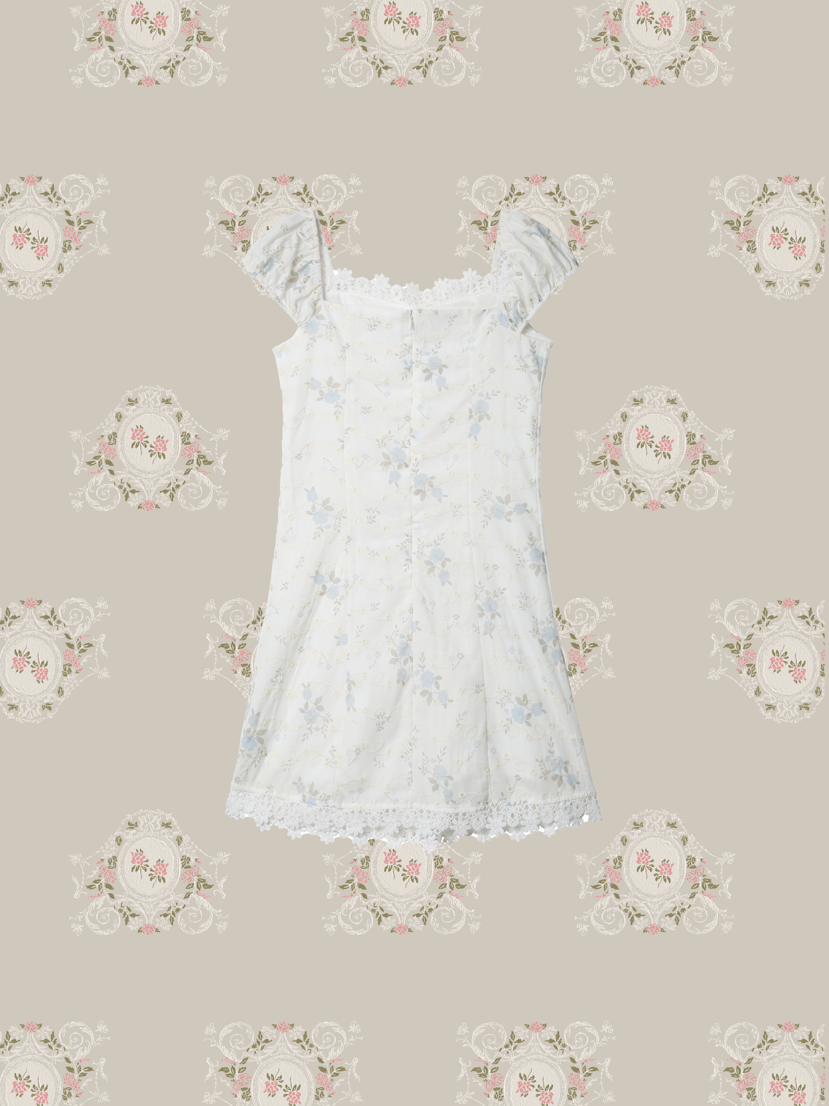 Floral Motif Waisted One Piece/花柄ウエストワンピース