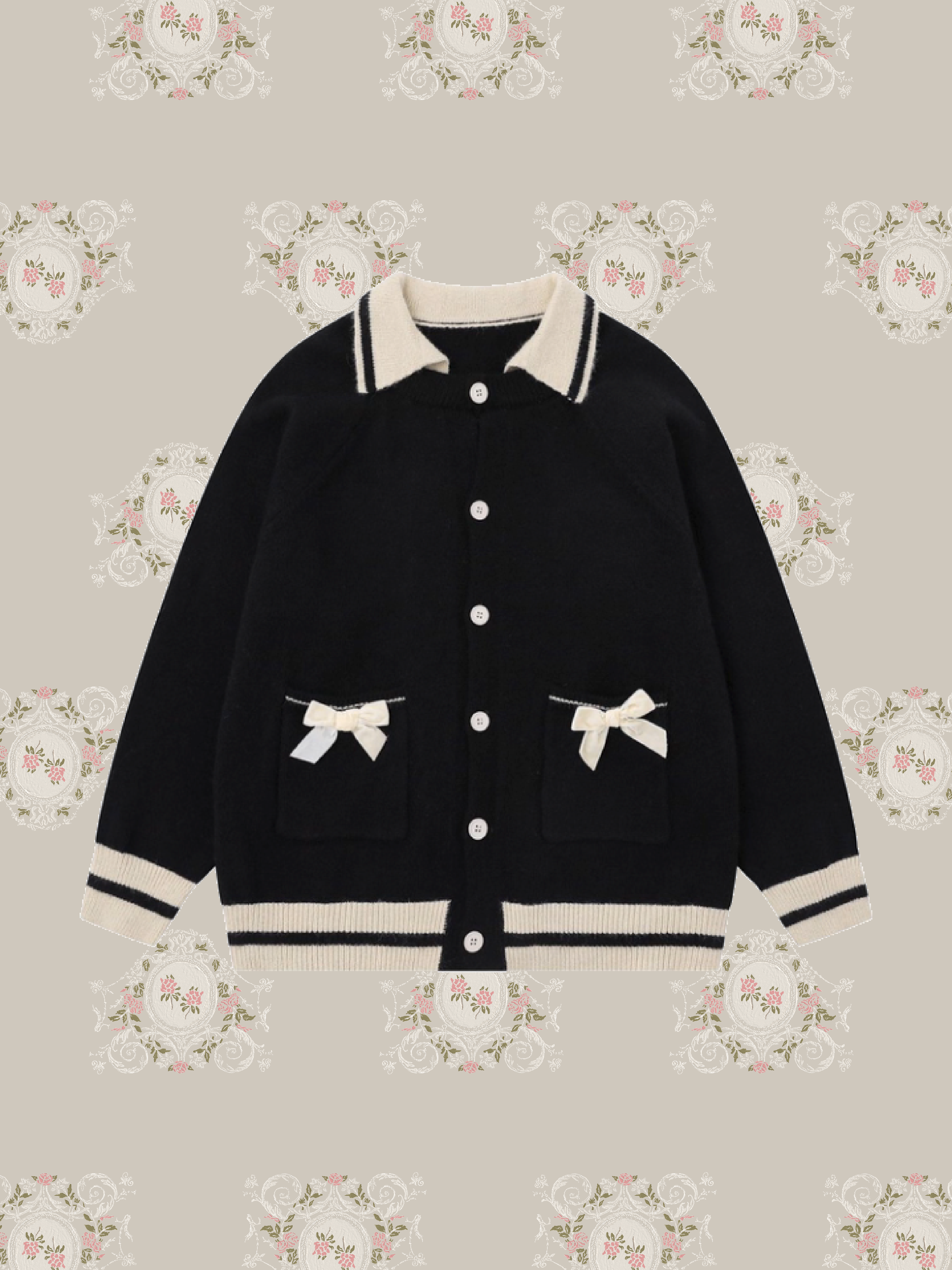 Two Tone Sweet Ribbon Cardigan/ツートンスイートリボンカーディガン