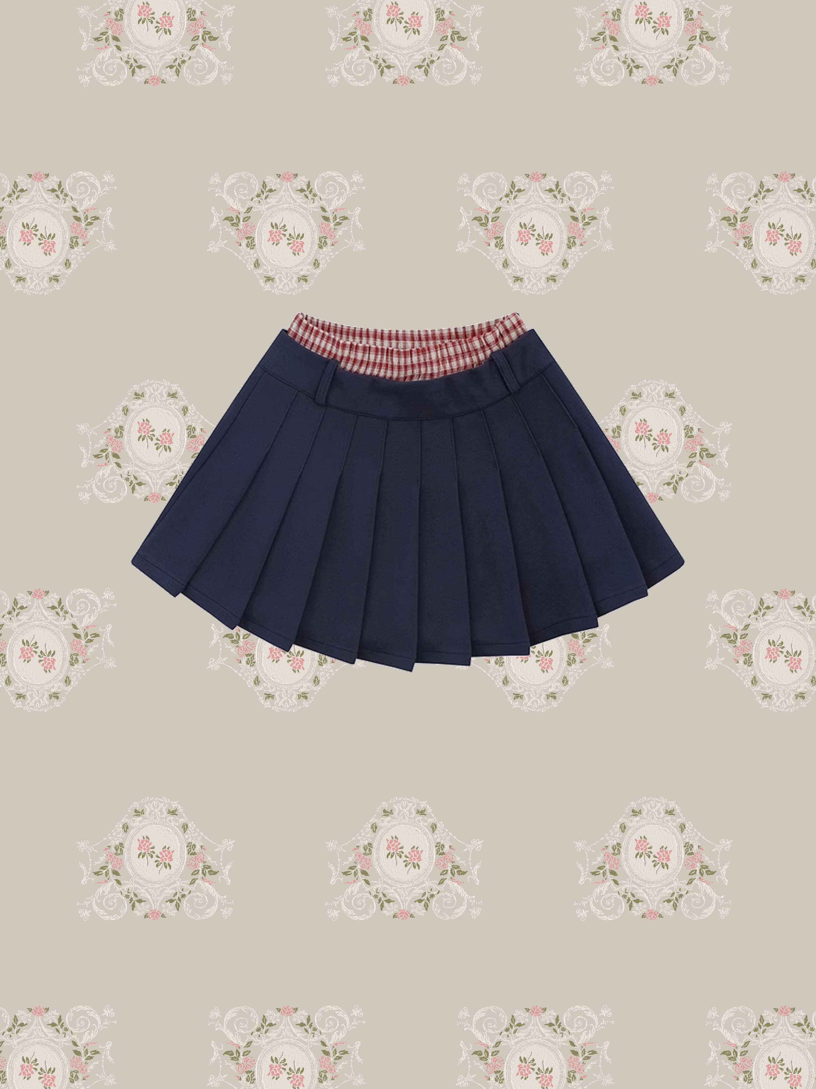 Prepy Waist Point Pleats Skirt/プレッピーチェックプリーツスカート