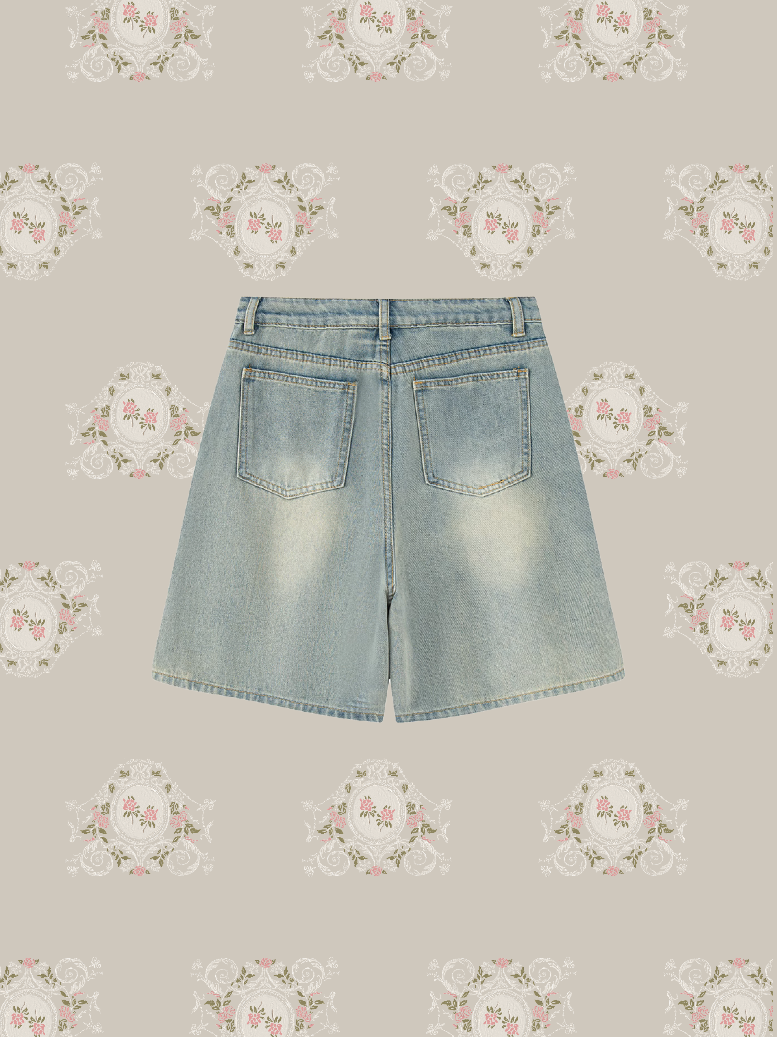 Pearl Deco Denim Short Pants/パールデコデニムショートパンツ