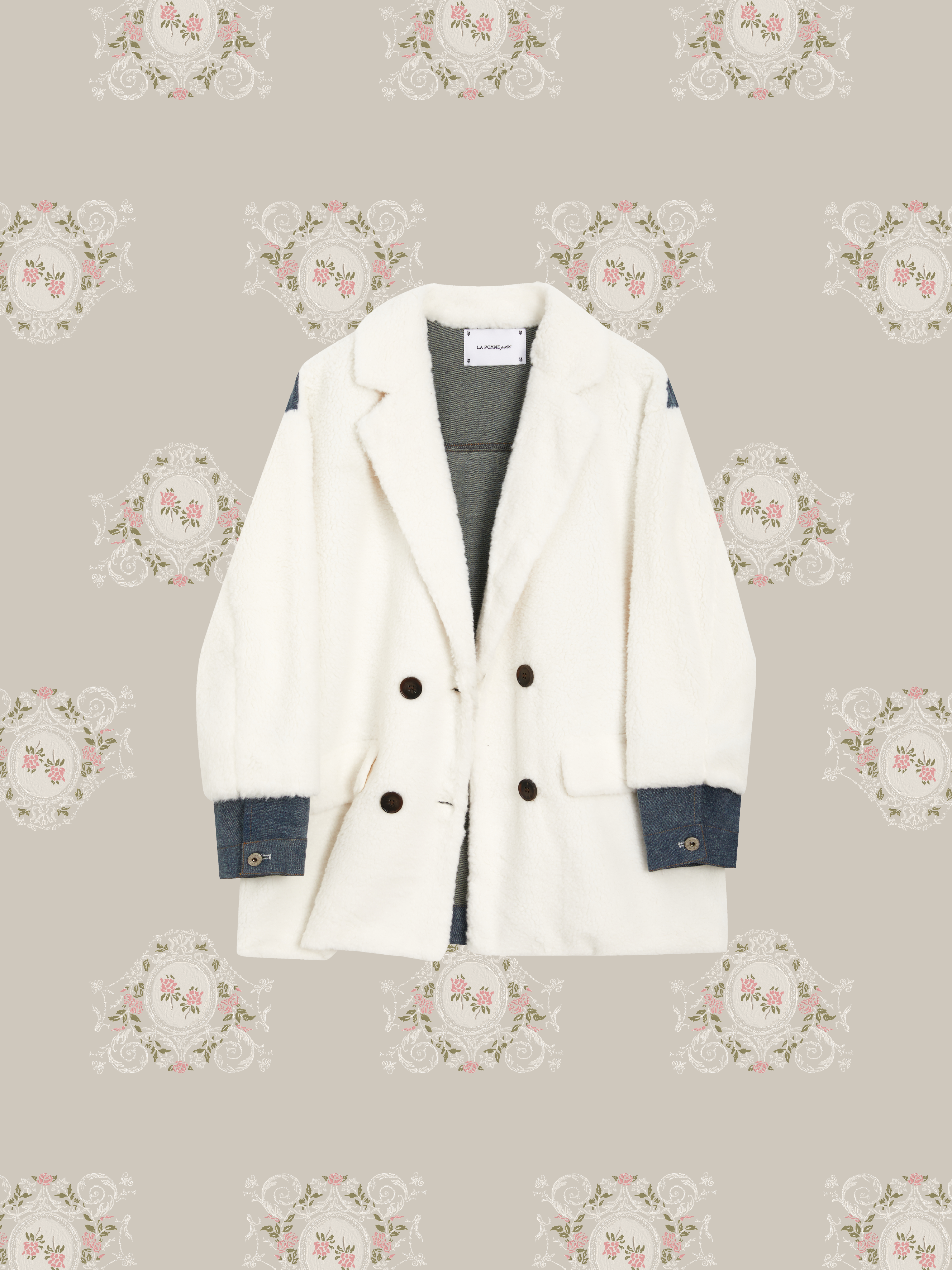 Faux Fur Stitching Denim Jacket/フェイクファーステッチデニムジャケット