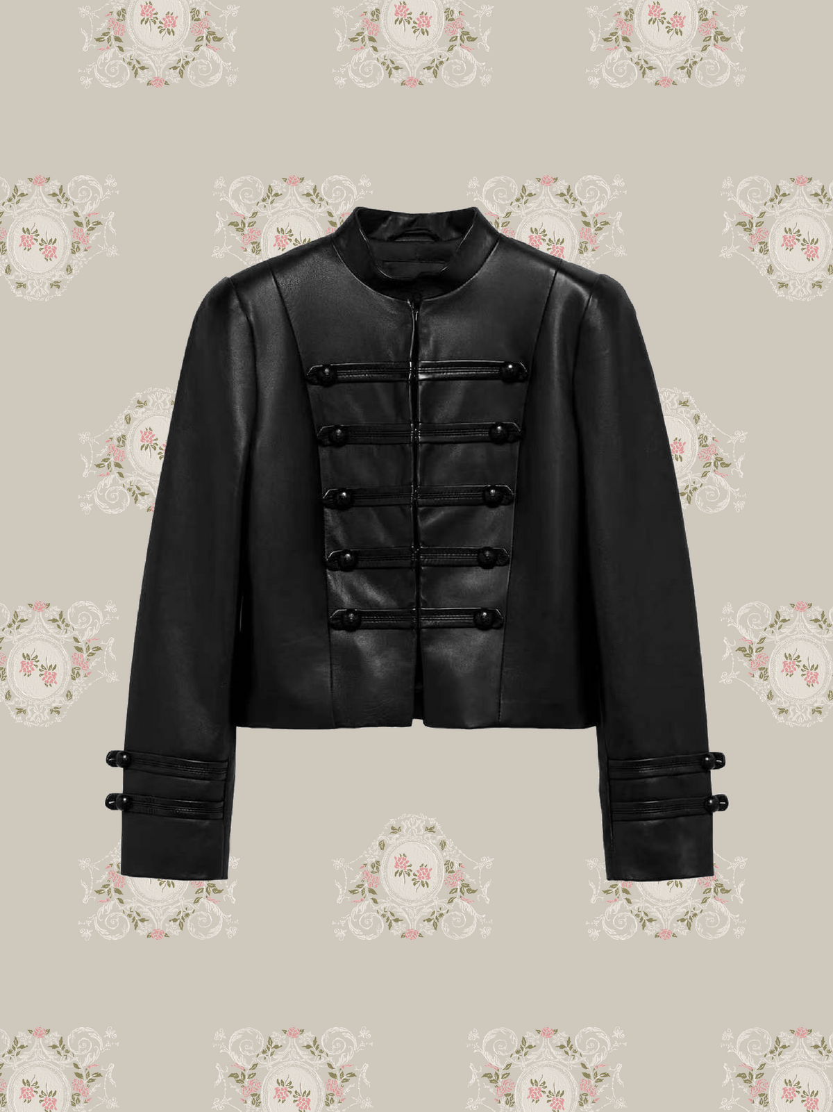 LA POMME PETIT ジャケット Cropped Stand Collar Faux Leather Jacket/クロップドスタンドカラー