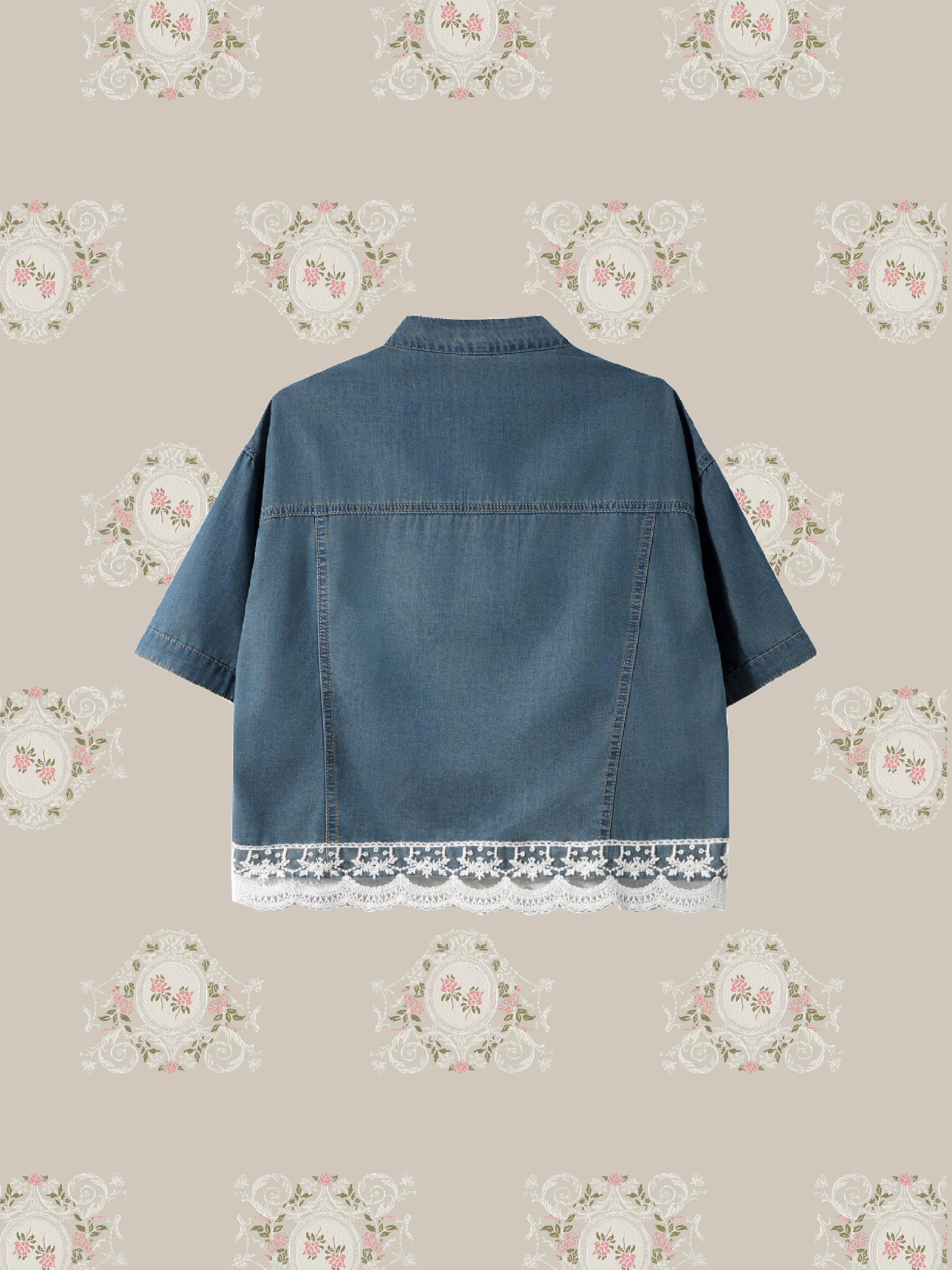 Lace Piping Denim Shirt/レースパイピングデニムシャツ
