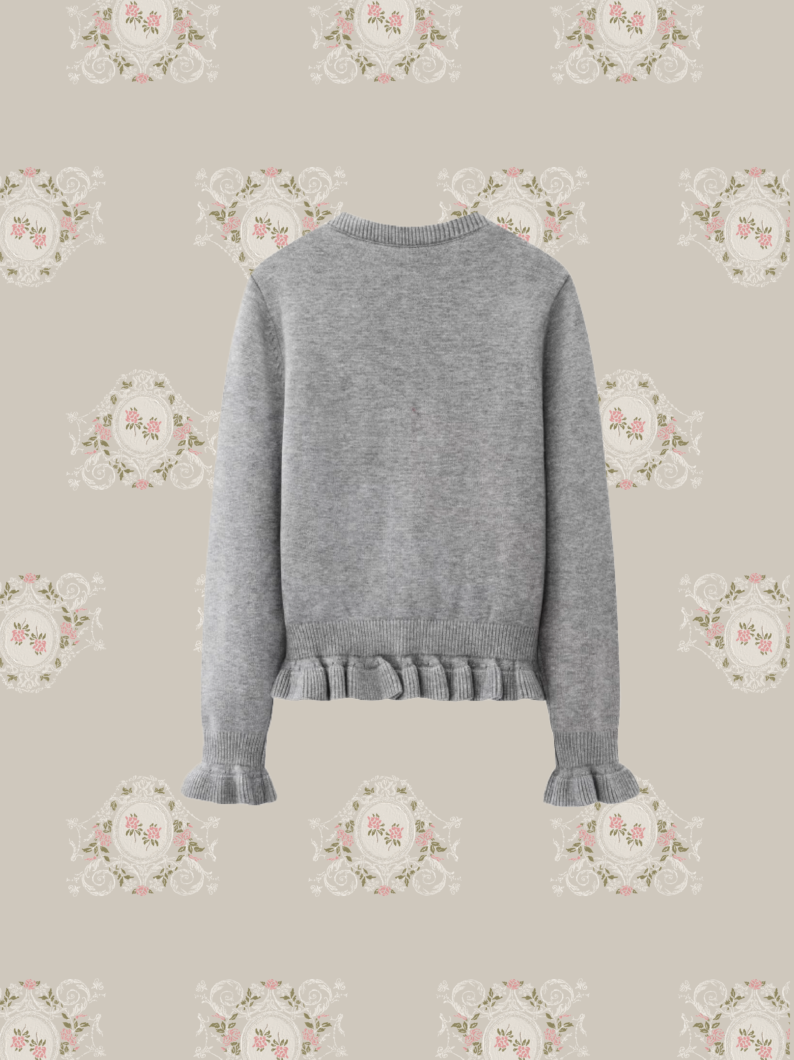 Embroidery Flower Ribbon Frill Cardigan/刺繍フラワーリボンフリルカーディガン