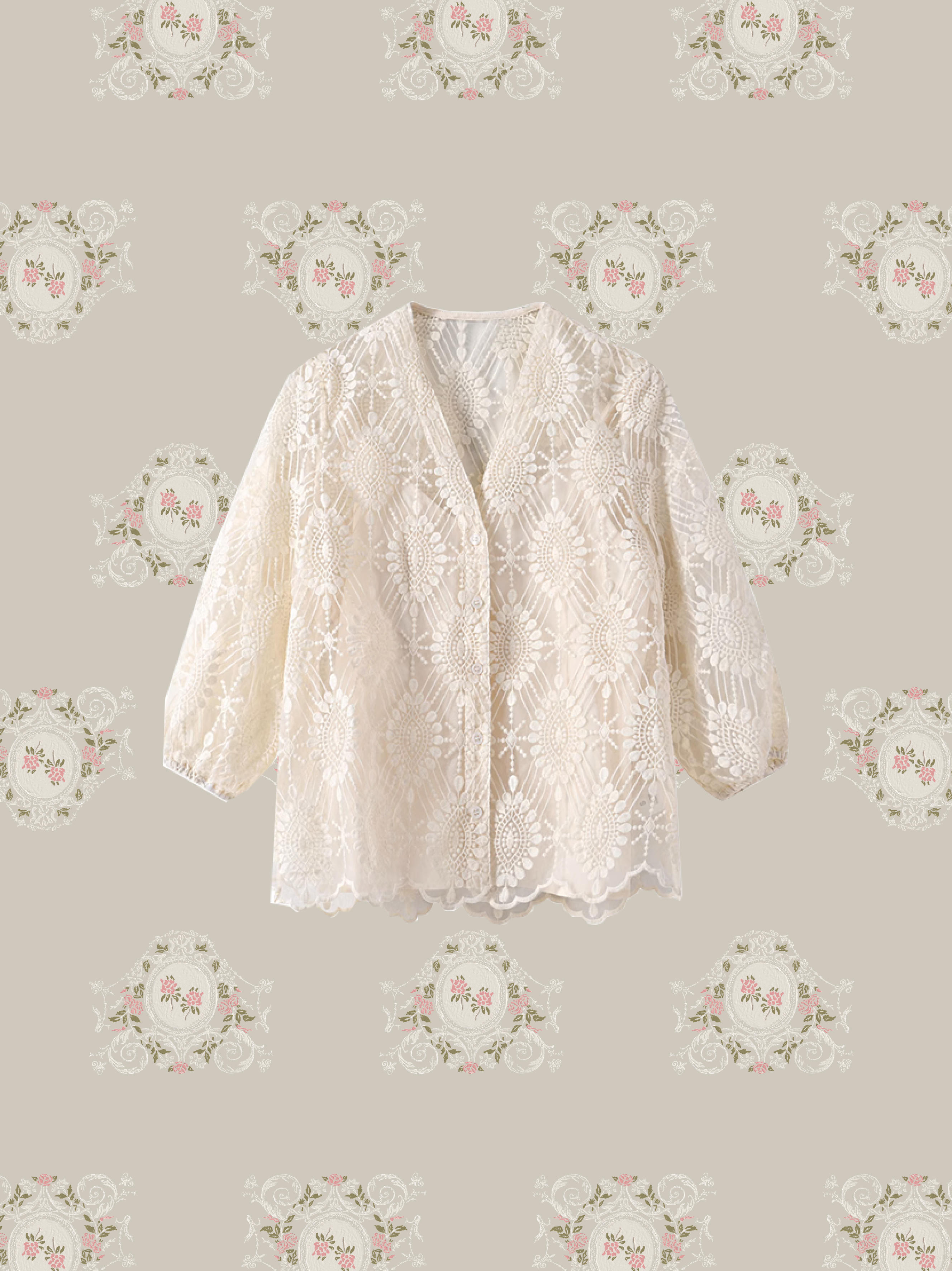 French Lace Blouse Set Up/フレンチレースブラウスセットアップ