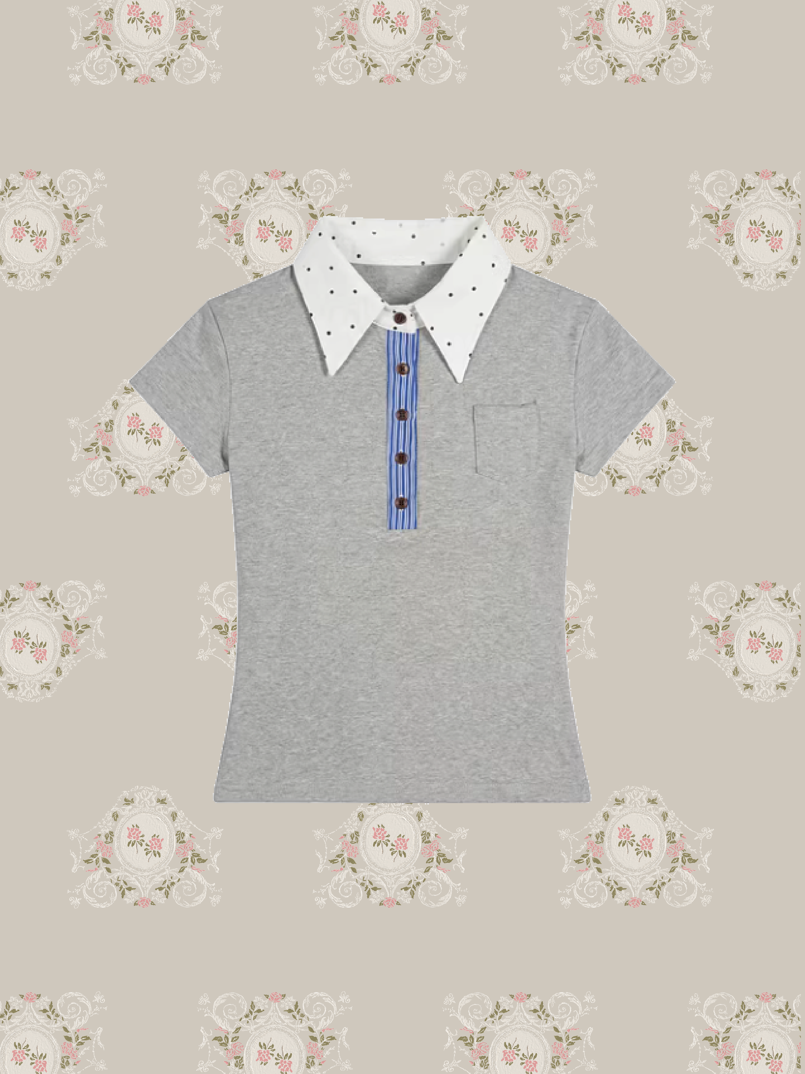 Preppy Dots Polo Shirt/プレッピードット柄ポロシャツ