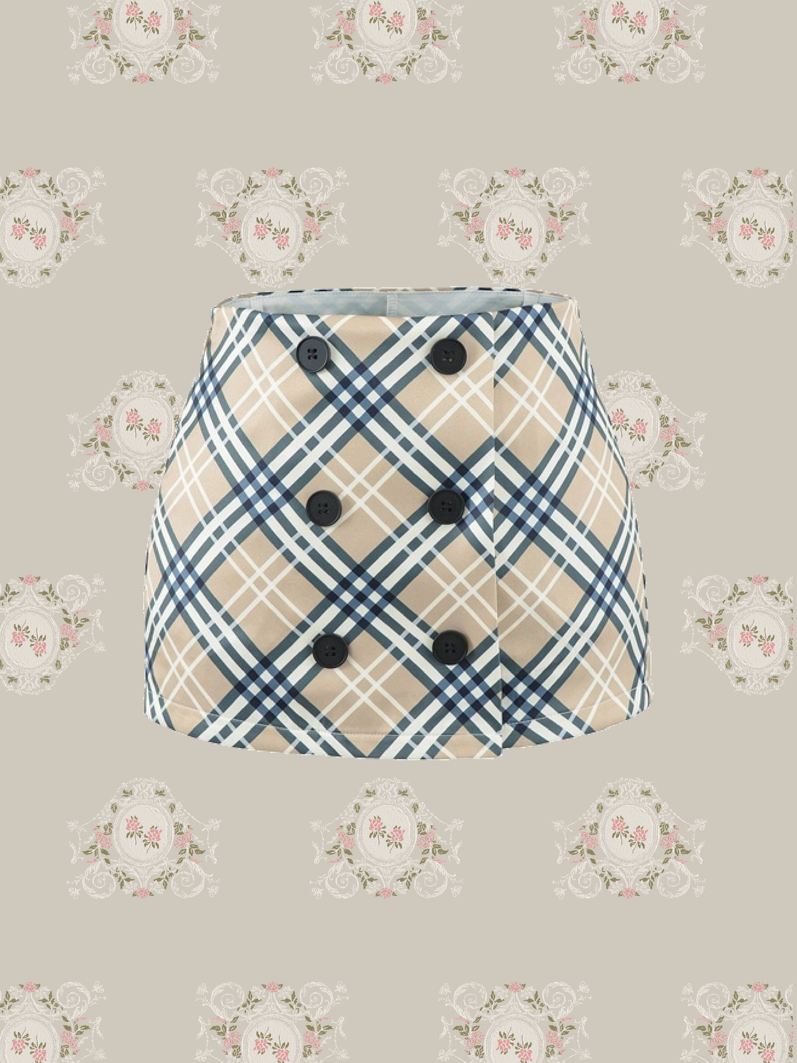 Double Breasted Plaid Mini Skirt/ダブルブレストチェック柄ミニスカート