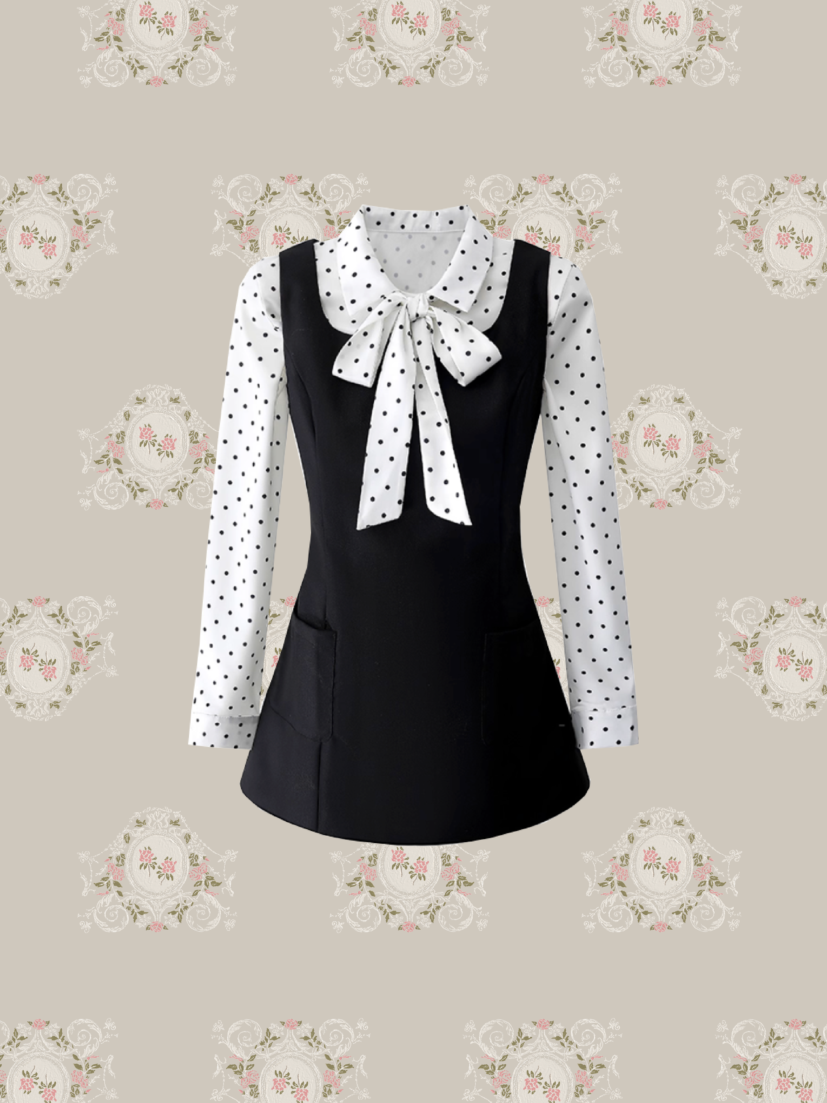 Big Ribbon Dot Shirt Set Up/ビッグリボンドットシャツセットアップ