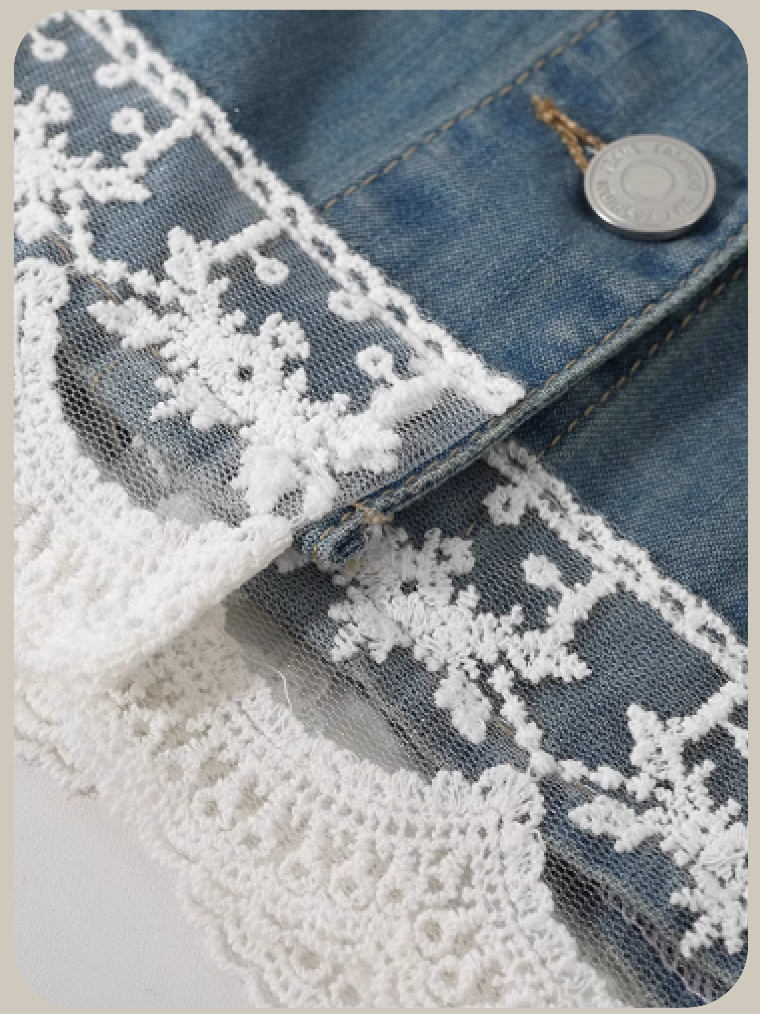 Lace Piping Denim Shirt/レースパイピングデニムシャツ
