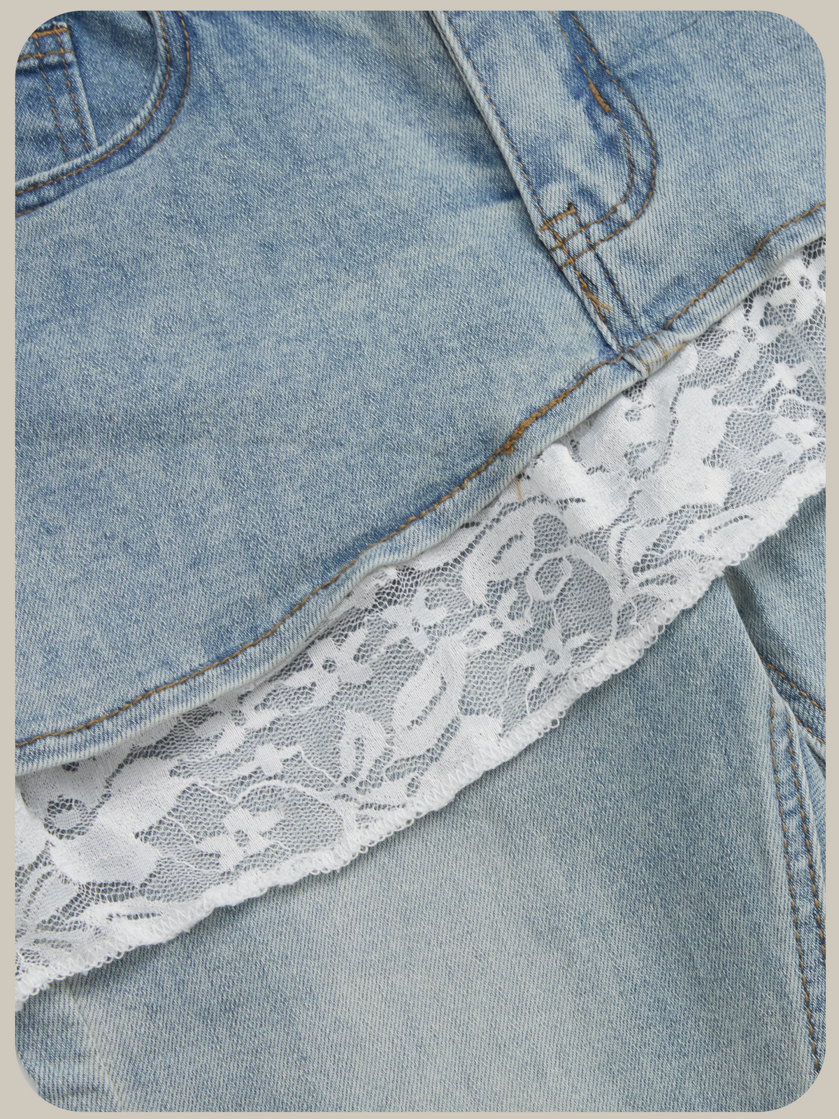 Layer Wrap Skirt Lace Flare Denim Pants/レイヤードラップスカート付きレースフレアデニムパンツ