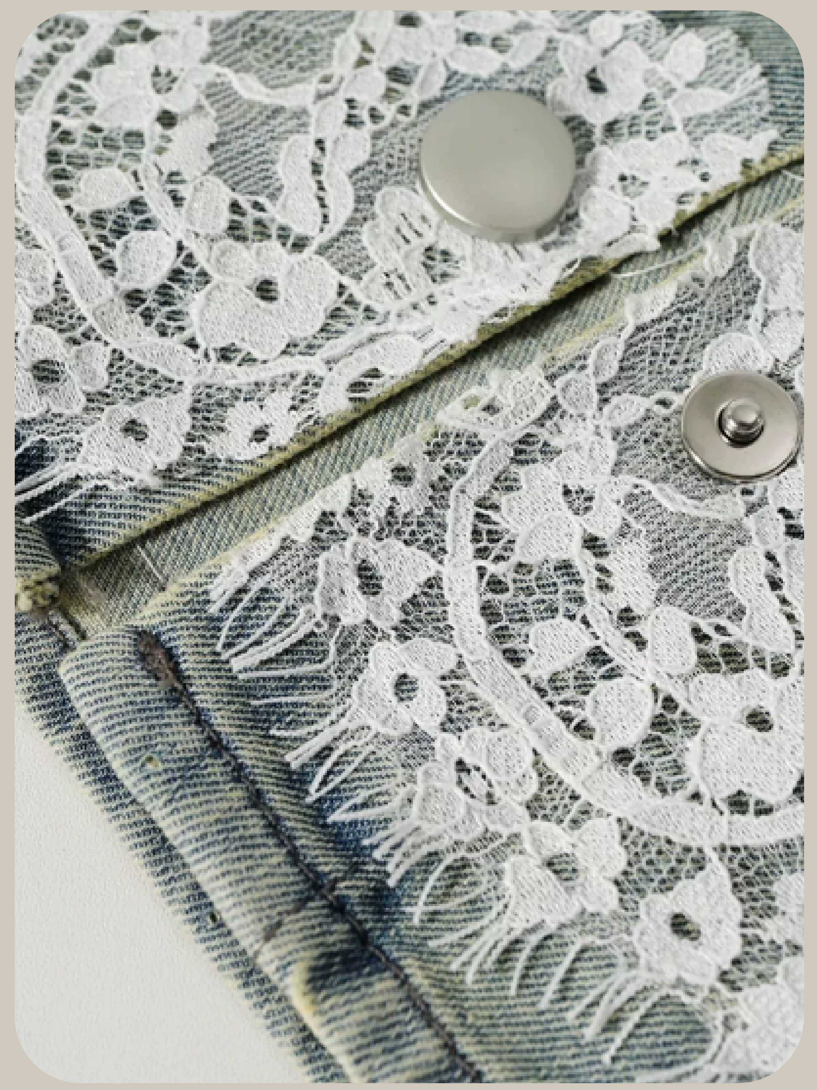 Retro Lace Deco Denim Vest/レトロレースデコデニムベスト