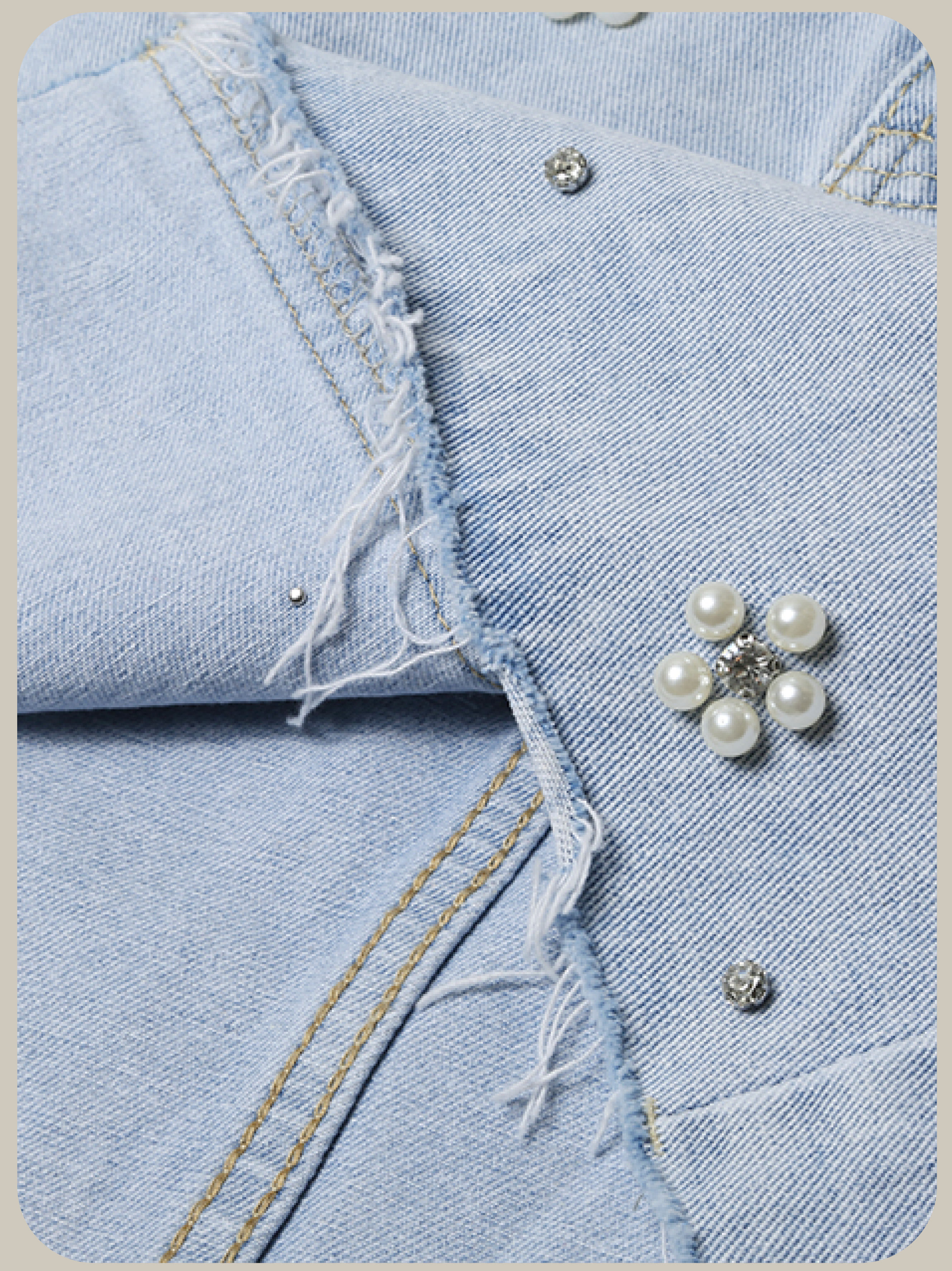 Pearl Deco Denim Skirt/パールデコデニムスカート